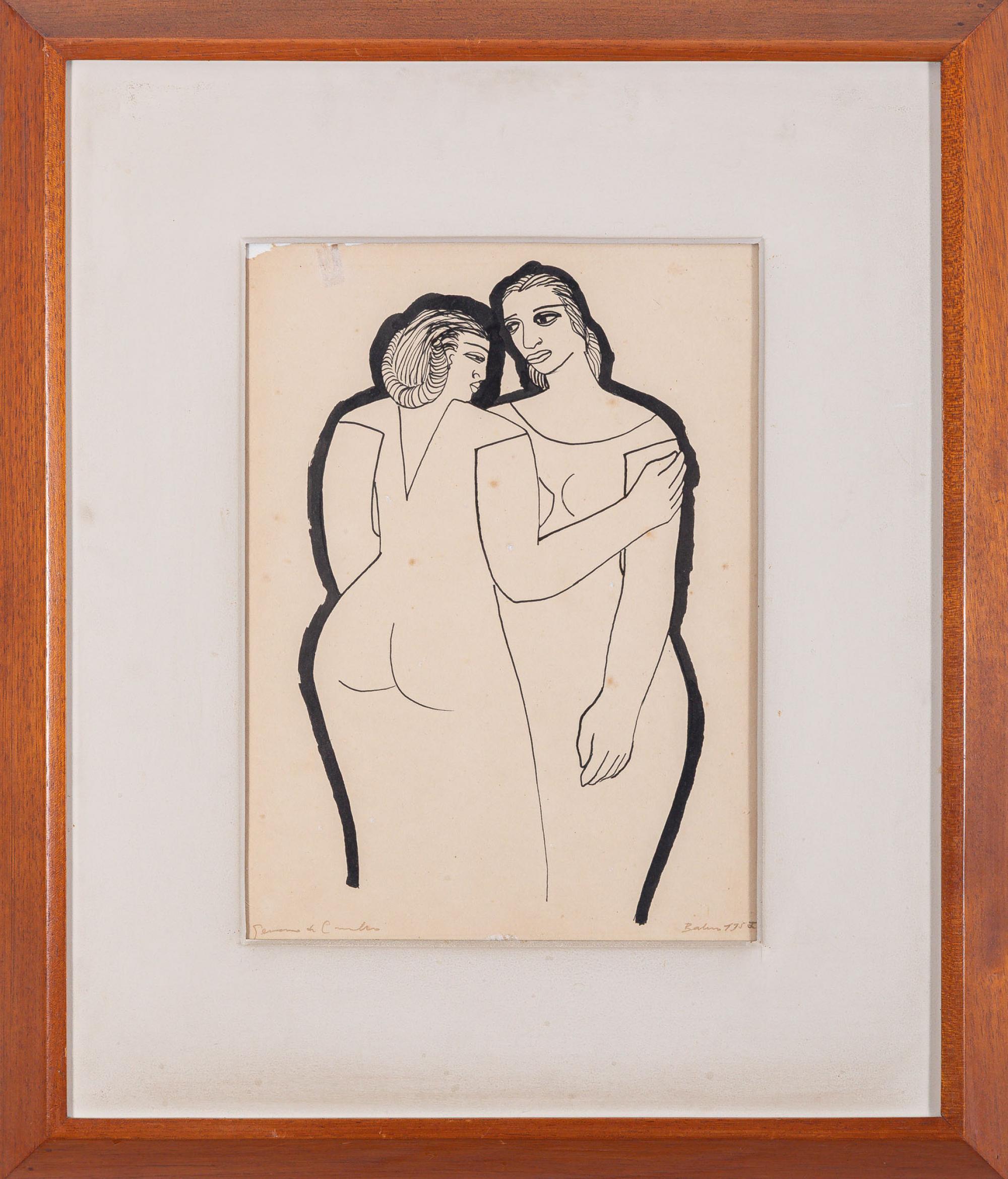 Genaro de Carvalho - Mulheres, 1952, nanquim sobre cartão, 40 x 30 cm