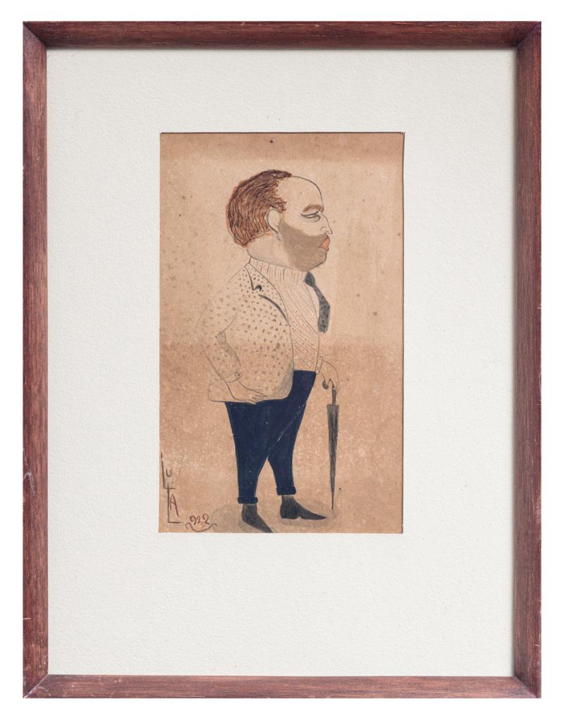 Lula Cardoso Ayres - Caricatura de José Ferraz de Camargo, 1922, aquarela sobre papel, 23,5 x 15 cm