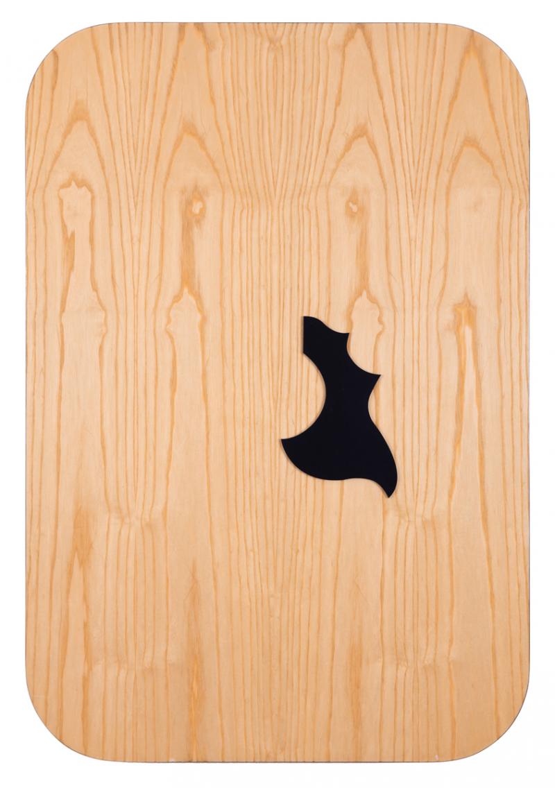 Chiara Banfi - Gibson Sheryl Crow, da série Violão de Aço, 2013, compensado, folha de ash e folha de nogueira, PS preto, acrílico preto e PLB da Sayerlack (seladora), 95 x 65 x 10 cm