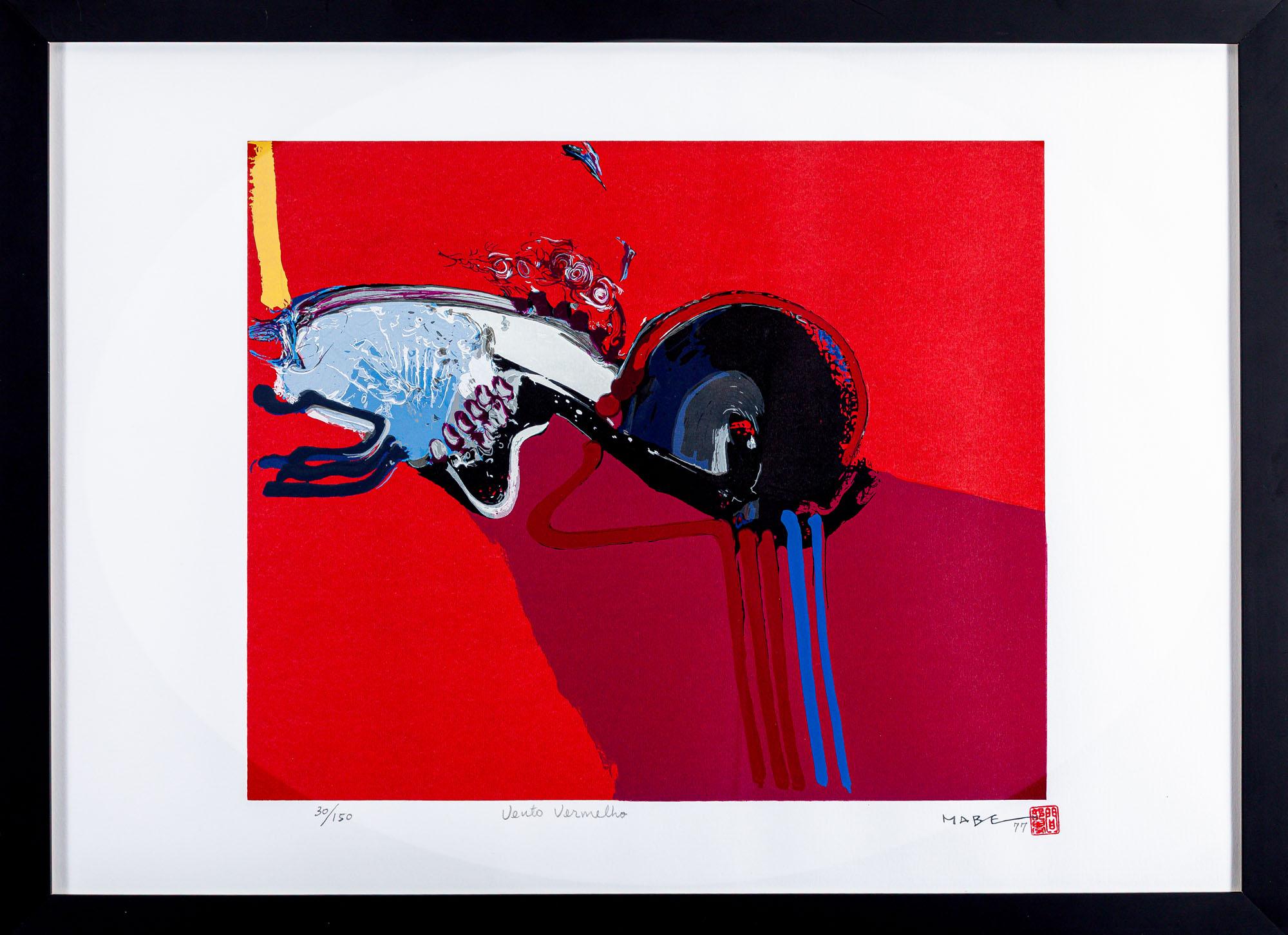 Manabu Mabe - Vento vermelho, 1977, 30/150, serigrafia sobre papel, 50 x 70 cm