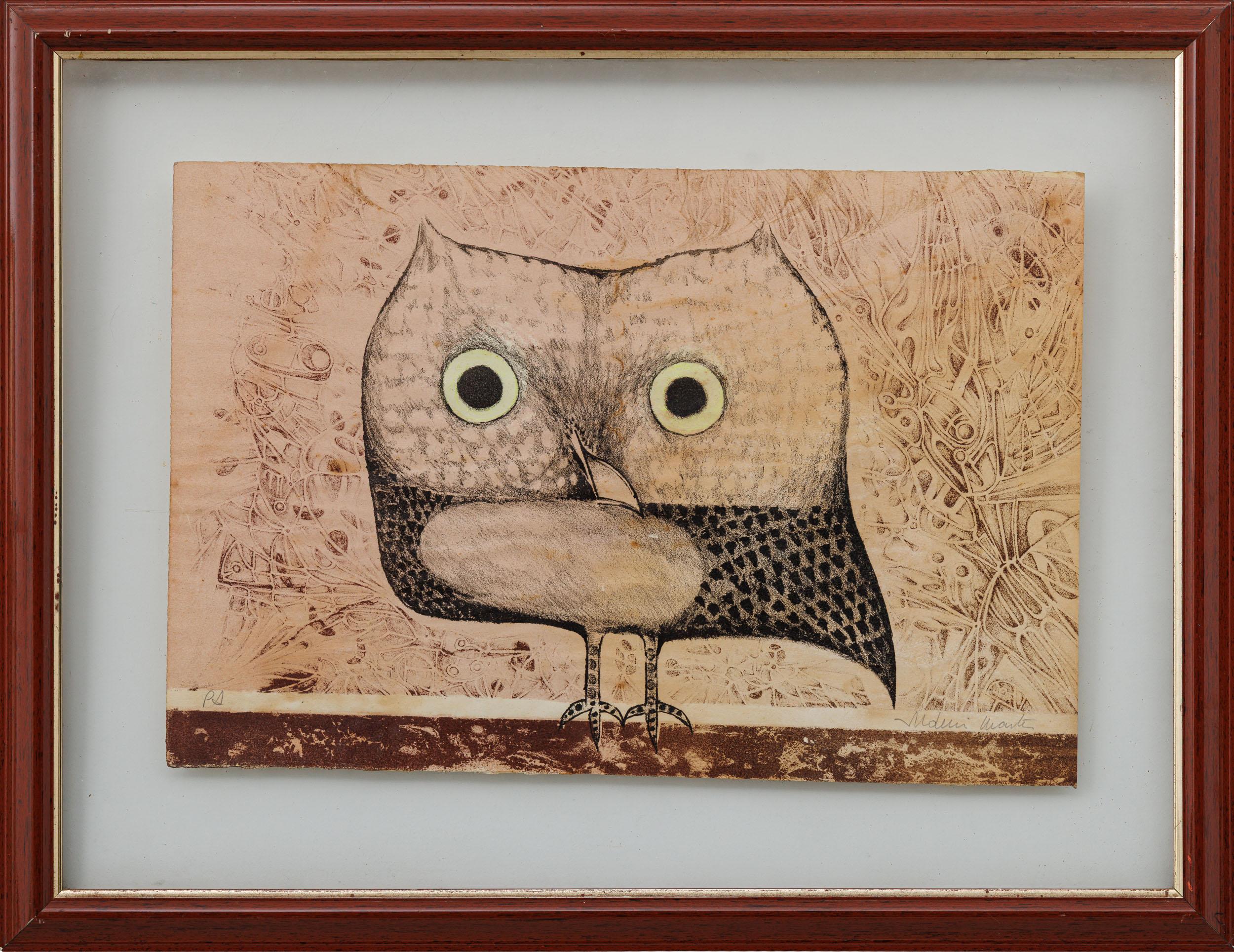 Aldemir Martins - Coruja, s.d., P.A., gravura em metal sobre papel, 34 x 51 cm