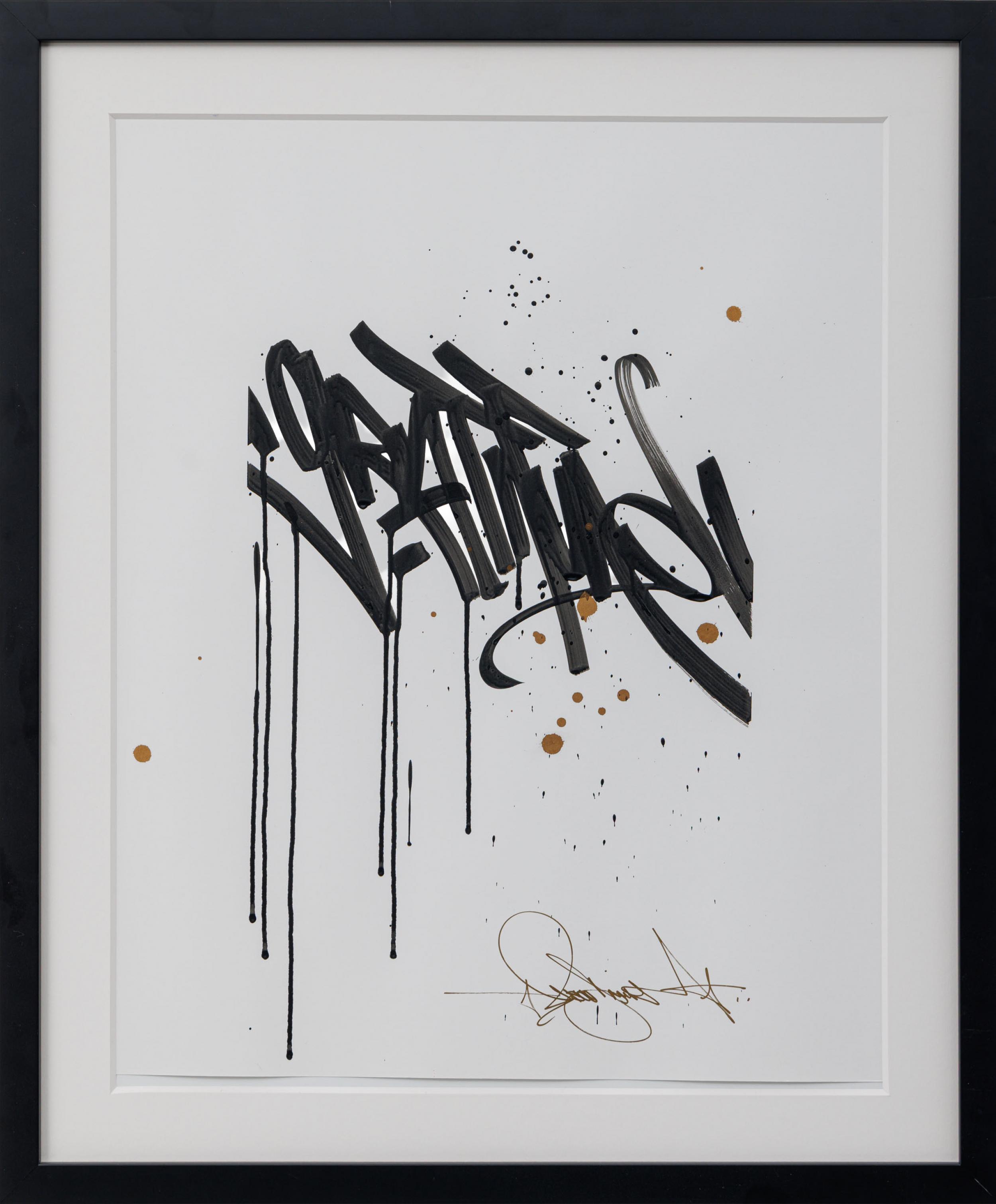 Bisco Smith - Gratefull$, s.d., nanquim e spray sobre papel, 58 x 48 cm