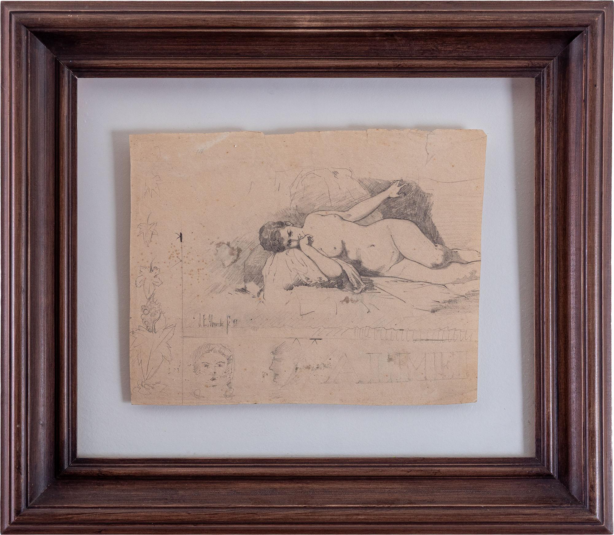 Almeida Junior - Nu Feminino, 1889, desenho a grafite sobre papel, 27 x 35 cm