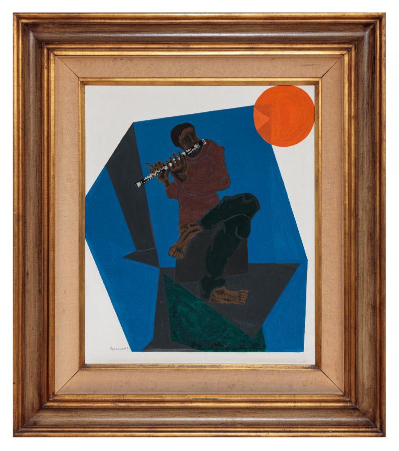 Clovis Graciano - Flautista, 1983, óleo sobre tela, 66 x 54 cm