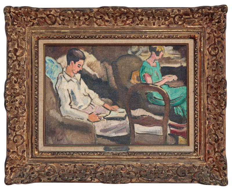 Louis Valtat - Jeune homme lisant, 1923, óleo sobre tela, 27,5 x 38 cm