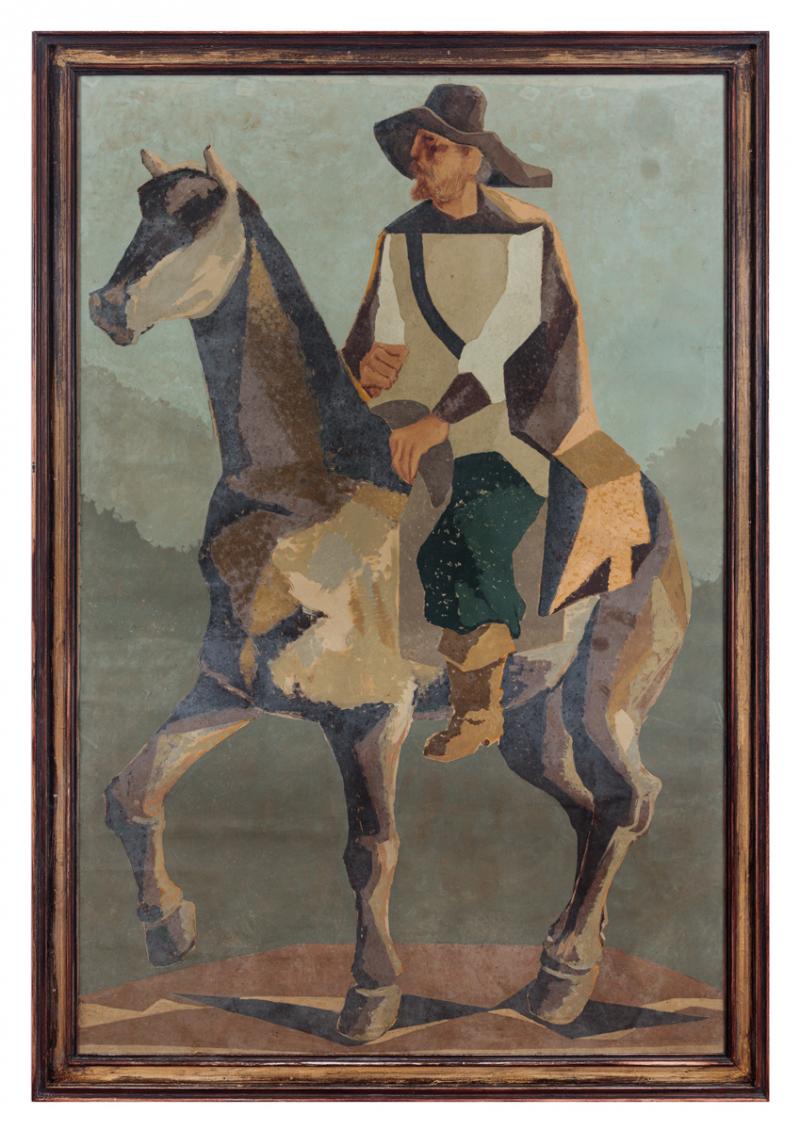 Clovis Graciano - Cavaleiro, déc. 50, óleo sobre papel, 180 x 120 cm