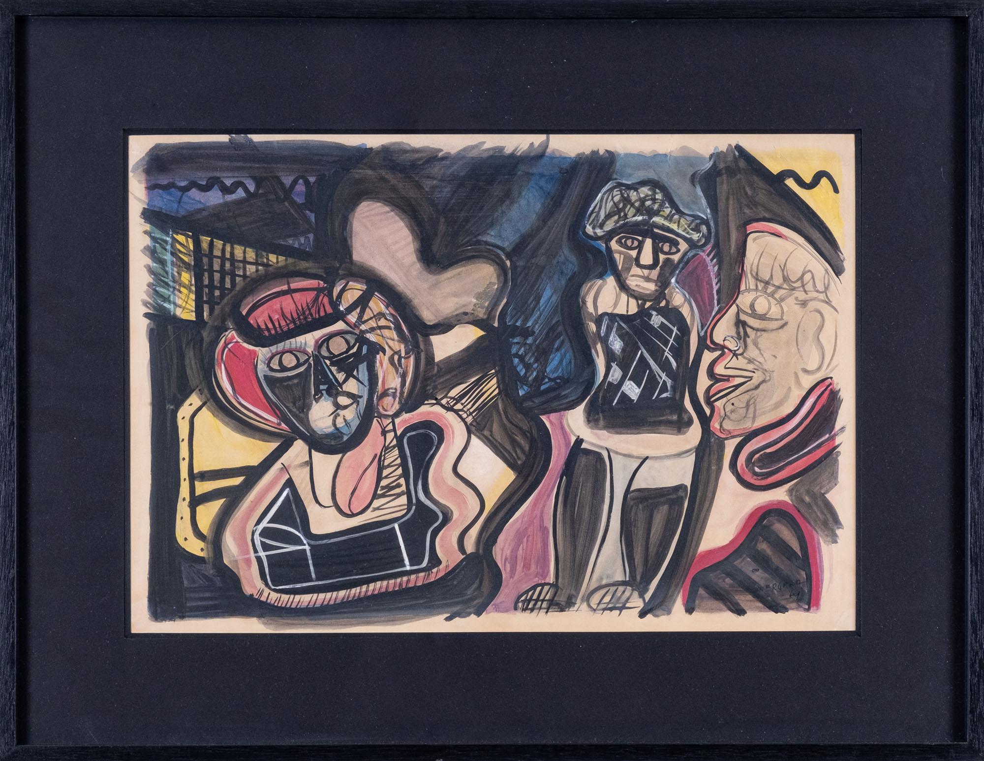 Carlos Vergara - Figuras, 1964, nanquim e aquarela sobre papel, 33 x 49 cm