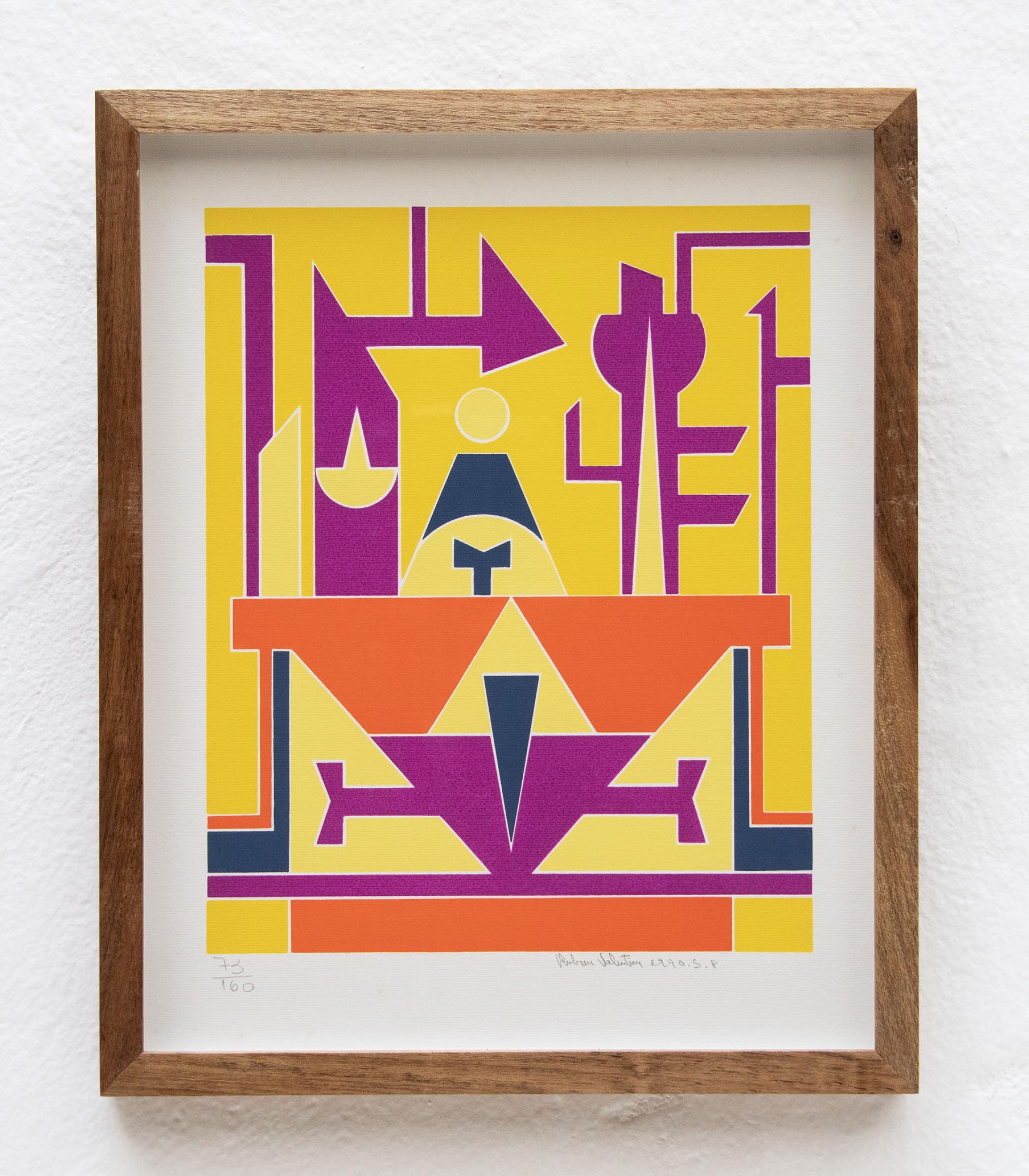 Rubem Valentim - LOTE BENEFICENTE - Sem título, 1990, serigrafia sobre papel. assinada e situado SP no canto inferior direito, edição 73/160 no canto inferior esquerdo, 33 x 26 cm