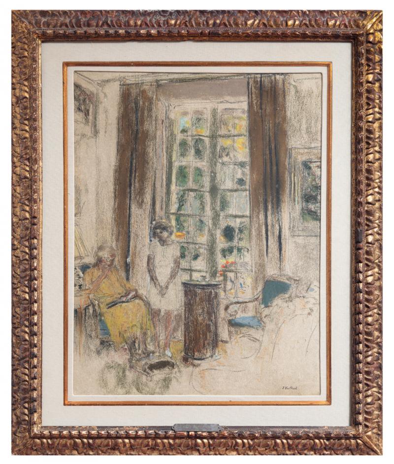 Edouard Vuillard - Madame Hessel et Lulu au chateau des clayes, 1933, pastel sobre papel, 64 x 49 cm