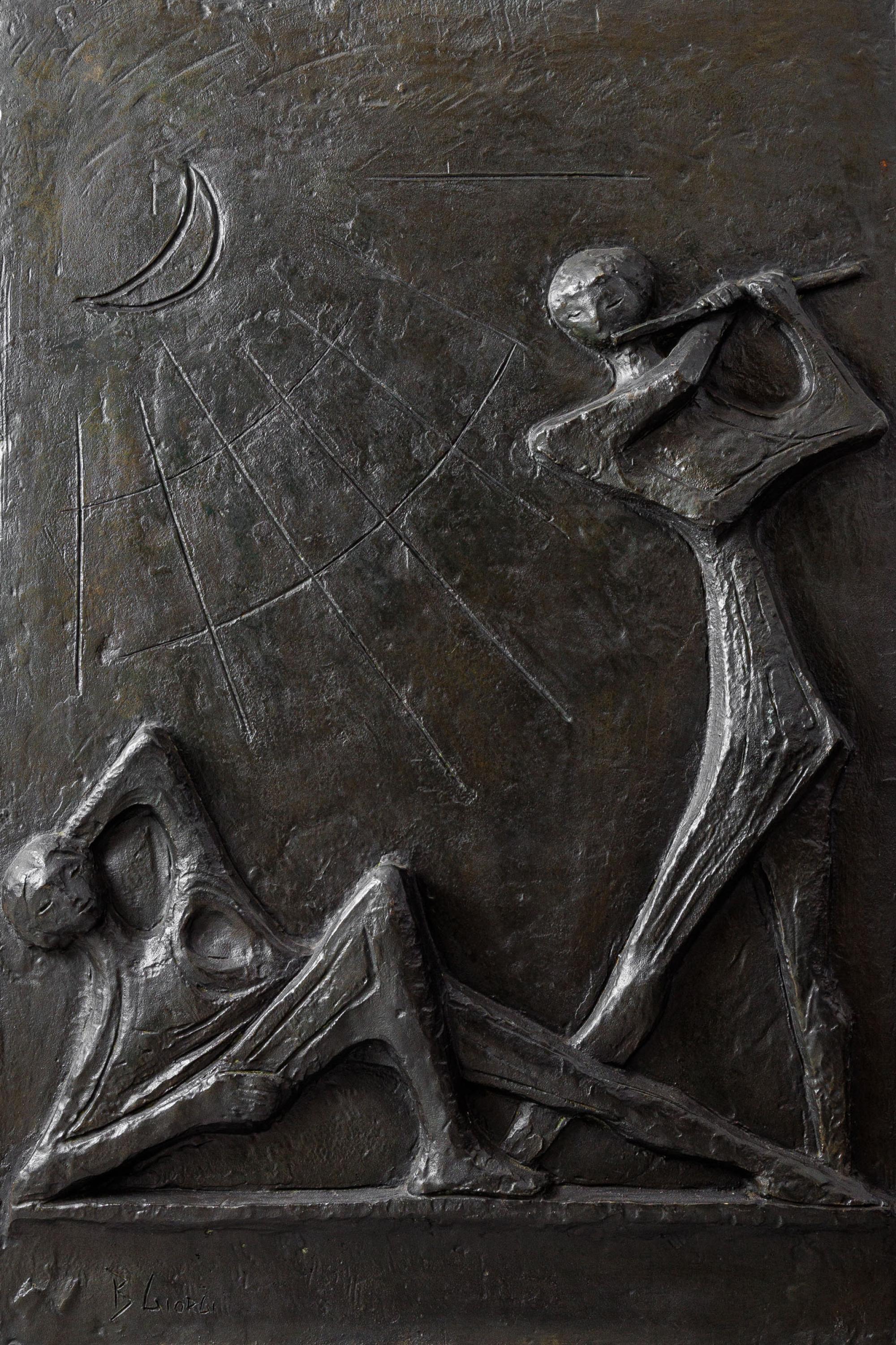 Bruno Giorgi - Flautista, déc. 1950, escultura em bronze, 120 x 80 x 7 cm