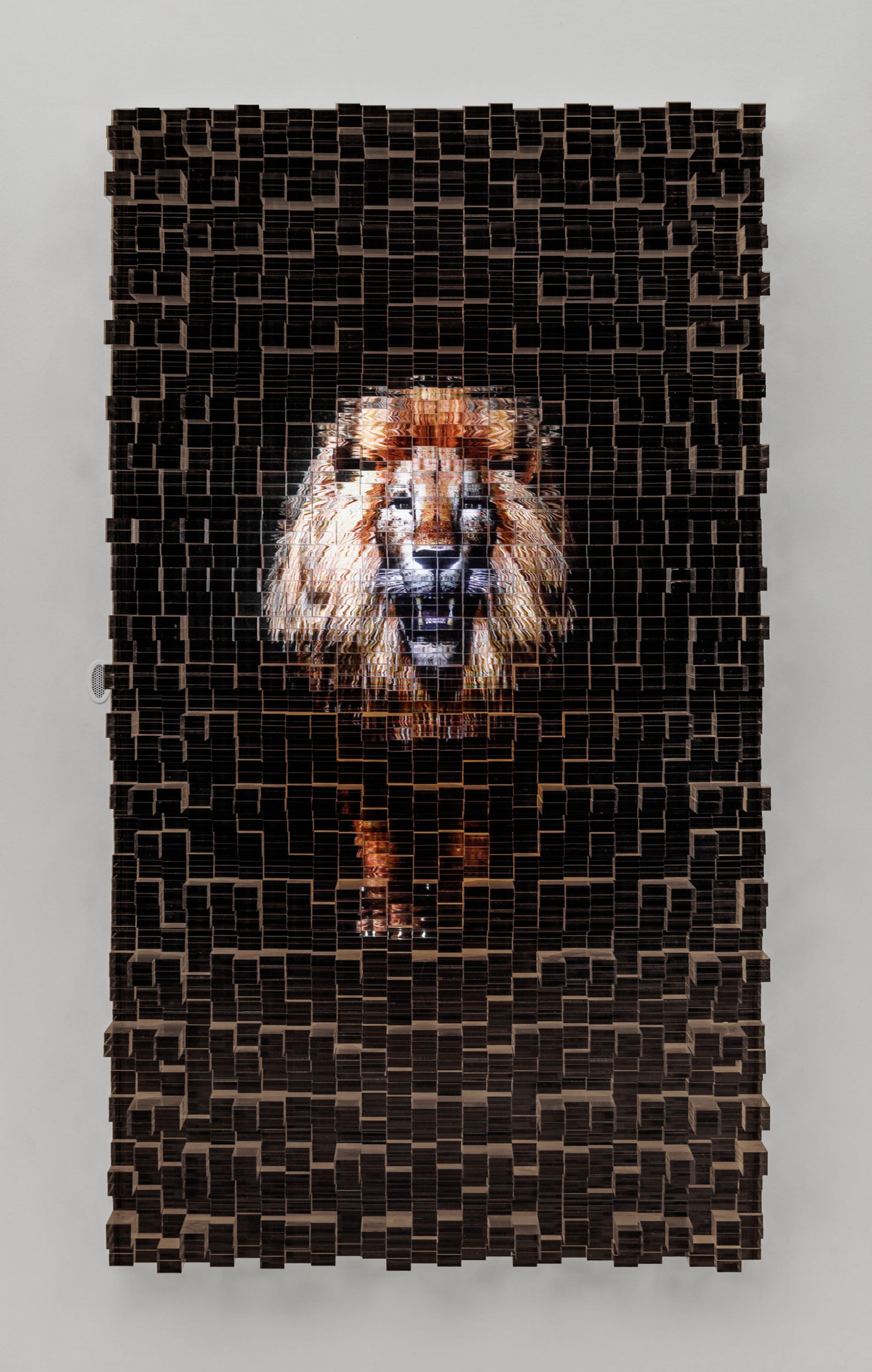 Alexandre Mazza - If you see something, say something 8, 2023, 1/5 + 2 P.A., caixa de madeira, acrílico, monitor e filme, 115 x 73 cm