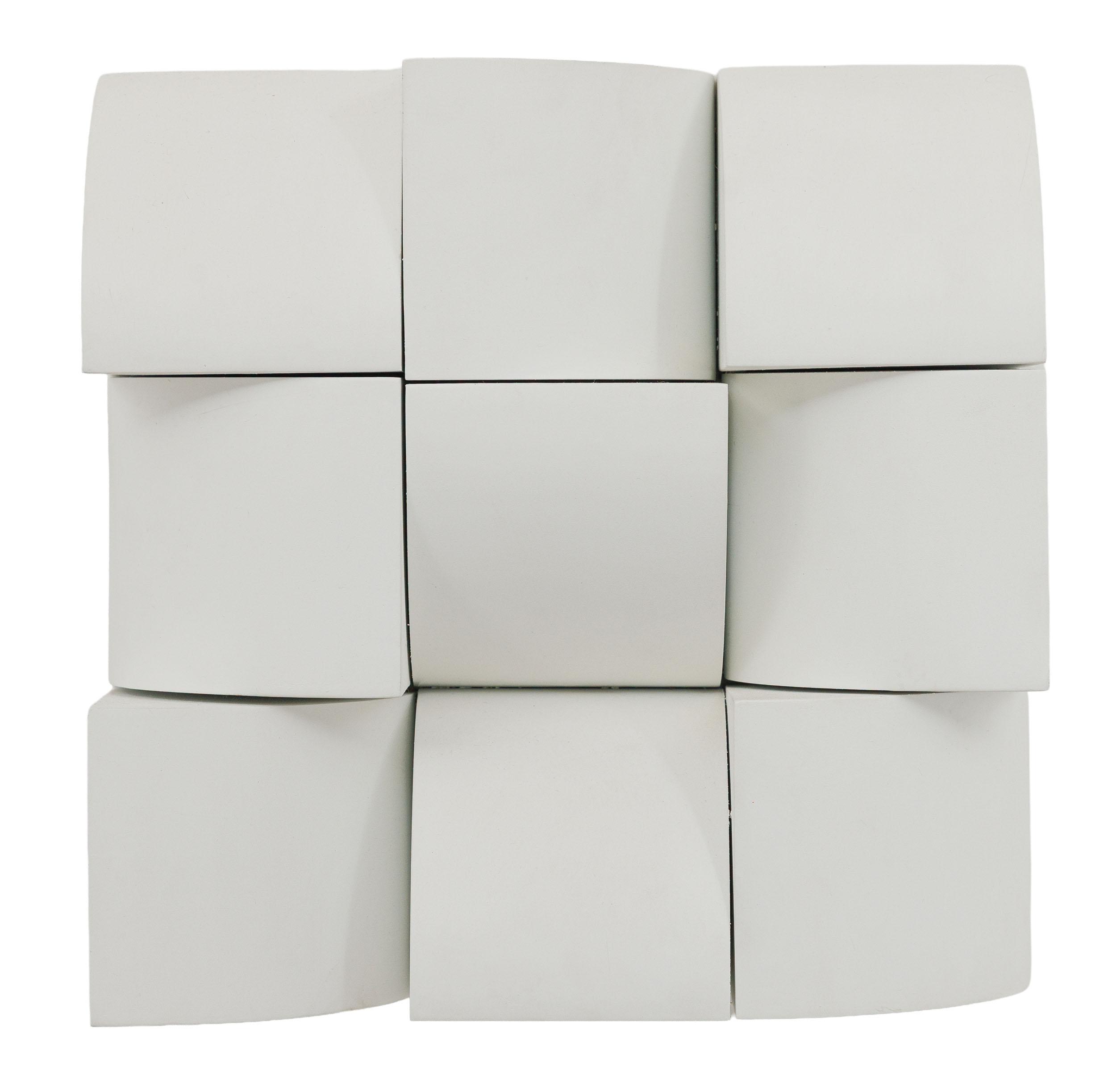 João Carlos Galvão - Relevo Branco, 2019, acrílica sobre relevo de madeira, 30 x 30 x 12 cm