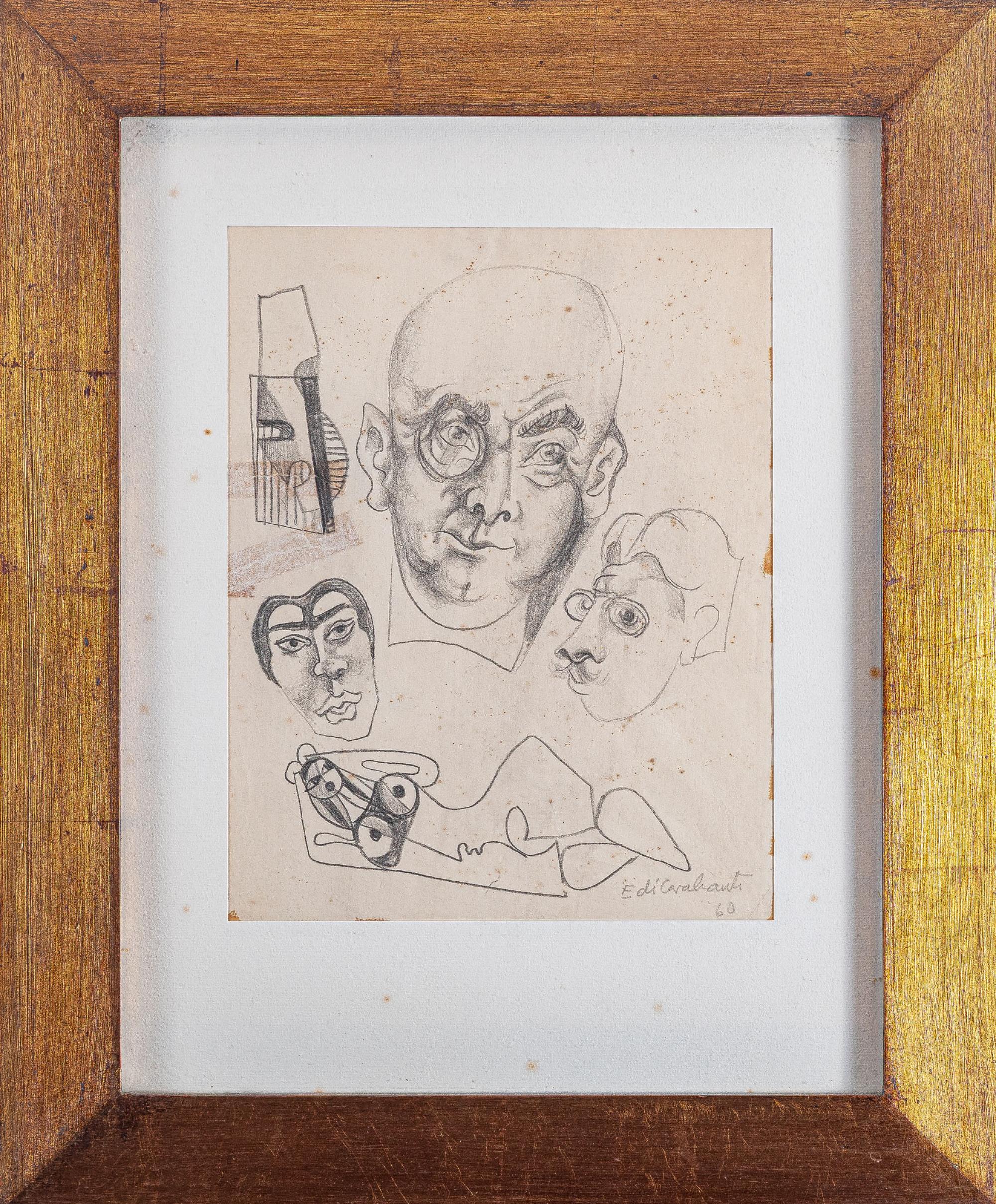 Di Cavalcanti - Figuras, 1960, grafite sobre papel, 24 x 19 cm