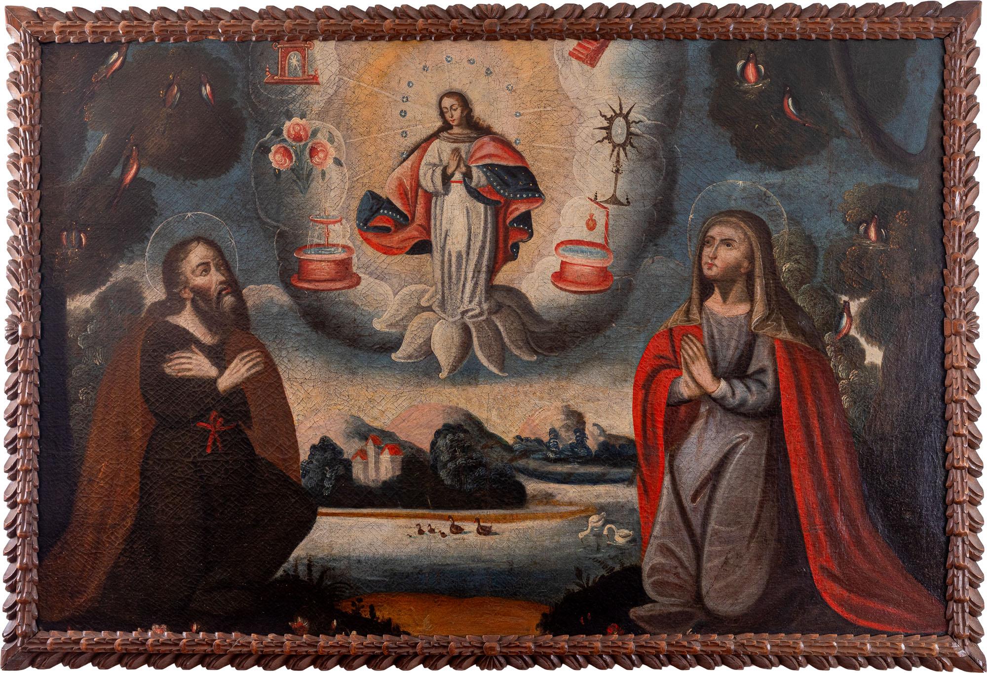 Escola Cusquenha - Sem título, séc. XVII/XVIII, óleo sobre tela, 111 x 167 cm