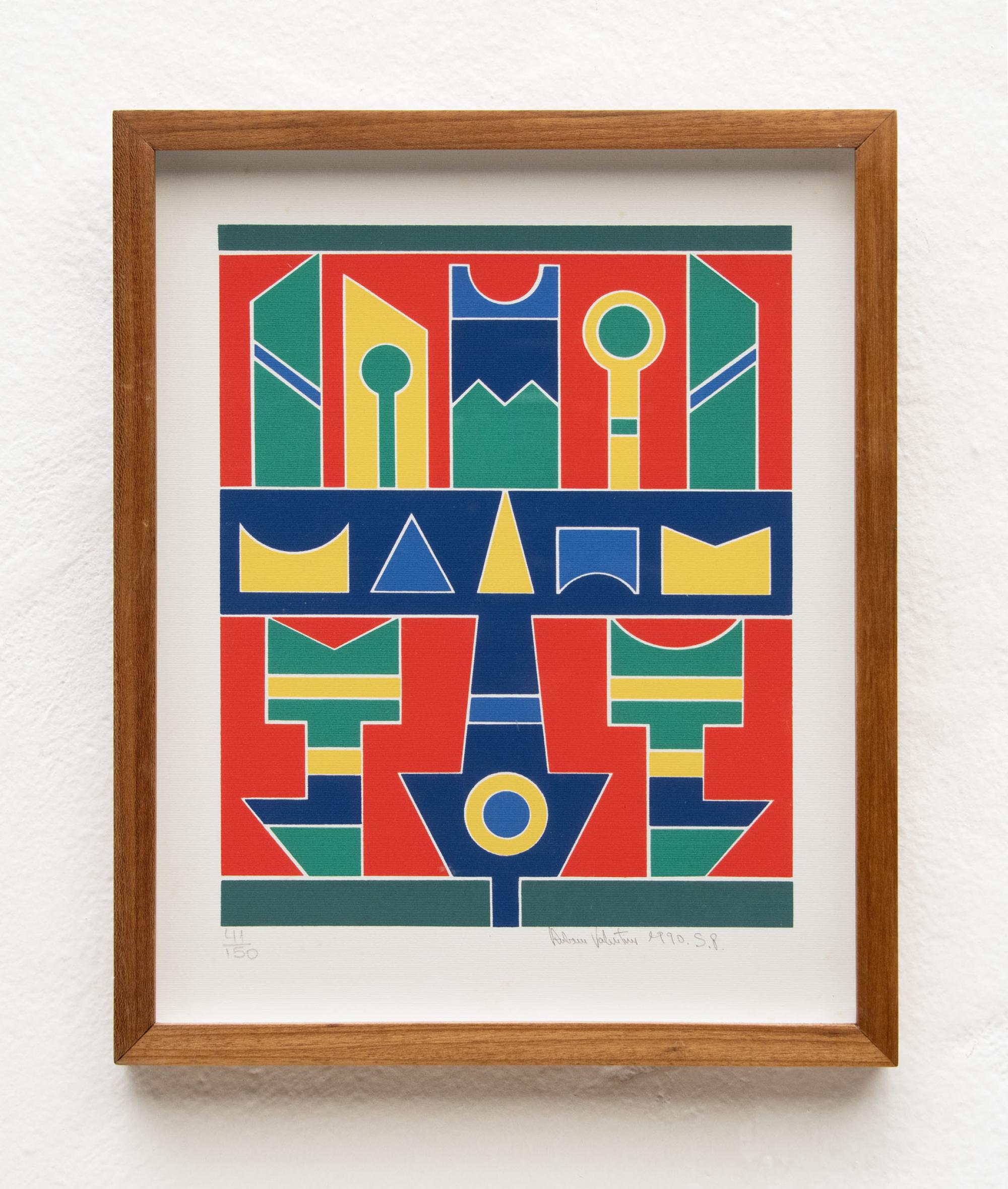 Rubem Valentim - LOTE BENEFICENTE - Sem título, 1990, serigrafia sobre papel, assinada e situado SP no canto inferior direito, edição 41/150 no canto inferior esquerdo, 33 x 26 cm