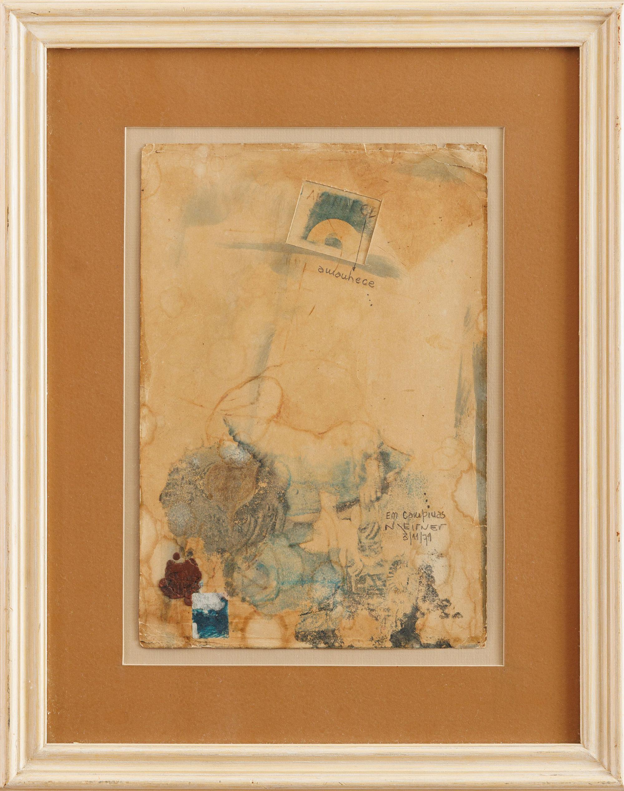 Nelson Leirner - Amanhece em Campinas, 1971, técnica mista sobre papel, 32 x 22 cm