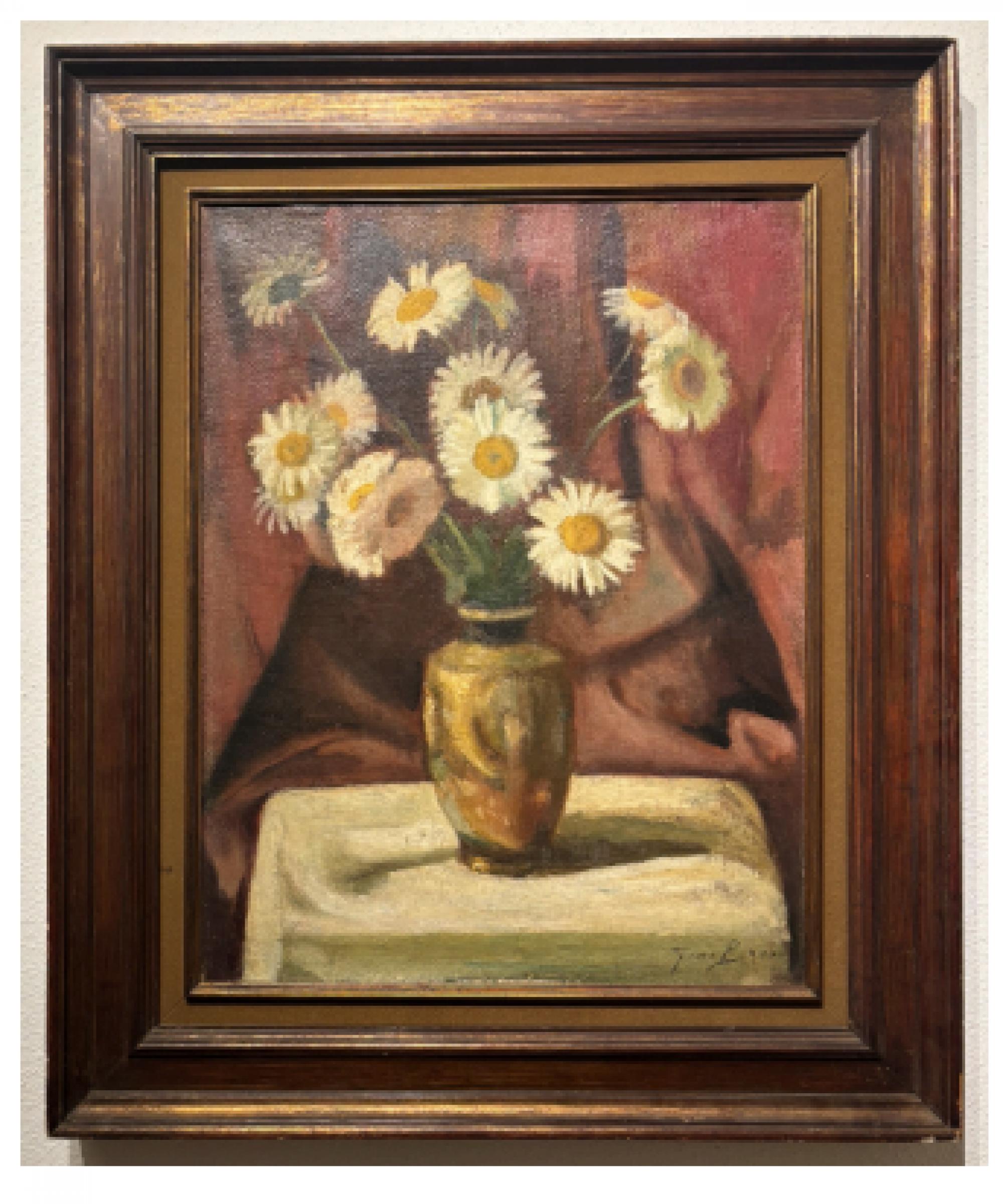 Gino Bruno - LOTE BENEFICENTE - Vaso de Margaridas, déc. 1960, óleo sobre tela, 65 x 50 cm