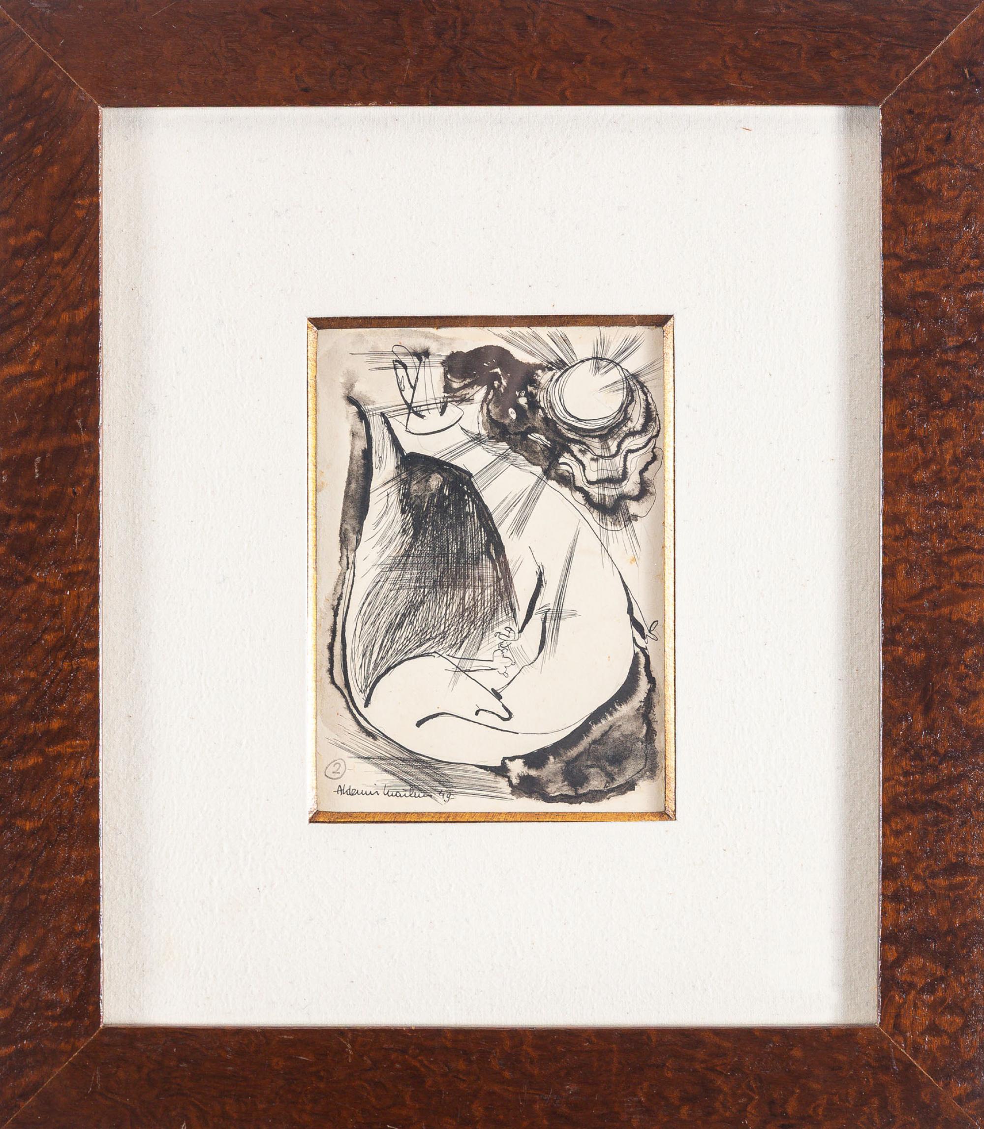 Aldemir Martins - Sem título, 1949, nanquim sobre papel, 18 x 12 cm