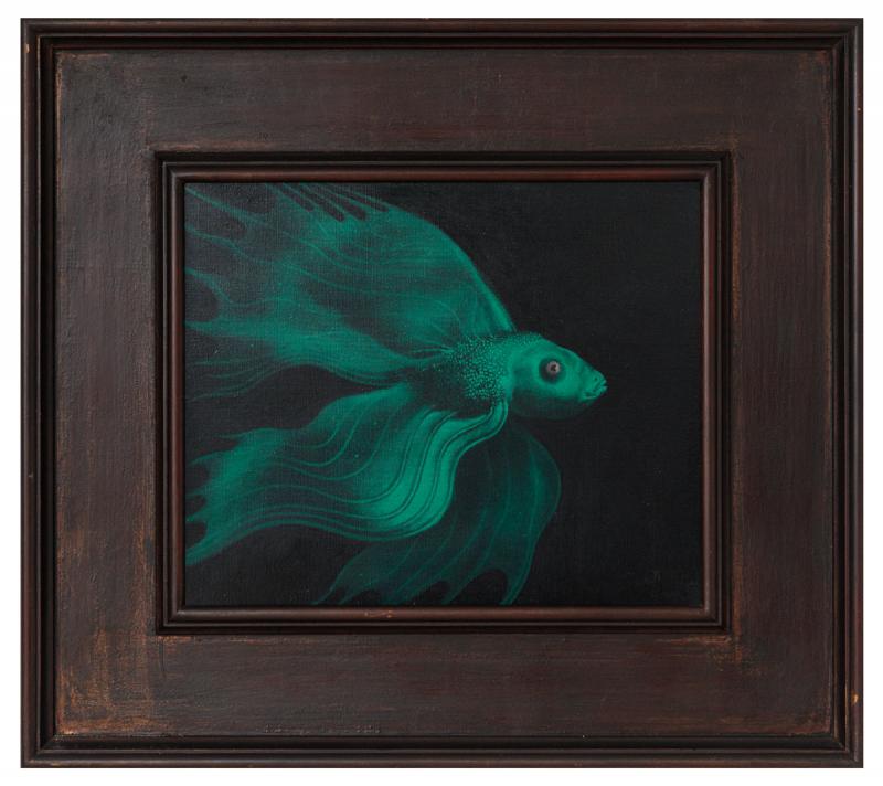 Mario Gruber - Peixe Verde (série peixe), déc. 70, óleo sobre tela, 47 x 56 cm