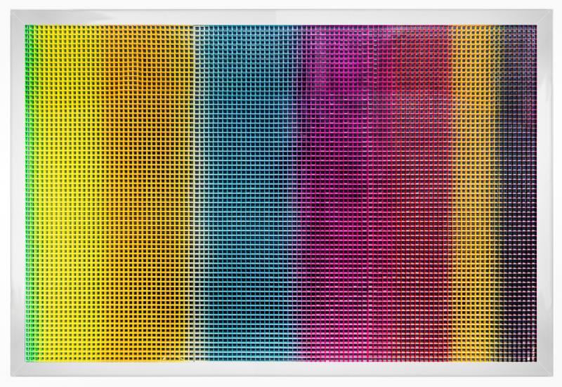 Rodrigo Oliveira - Trama, 2011, estrutura metálica, esmalte e acrílico, 130 x 190 x 8 cm (montagem vertical ou horizontal)