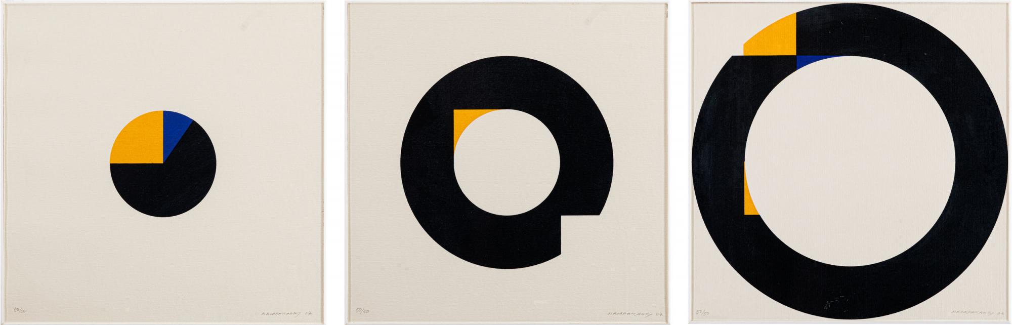 Macaparana - Tríptico - Série círculos, 2007, 50/50, serigrafia sobre papel, 30 x 30 cm (cada)