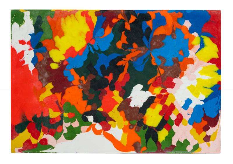 José Damasceno - Monitor Líquido, 2016, giz de cera derretido sobre tela, 27,5 x 40,5 x 7,5 cm