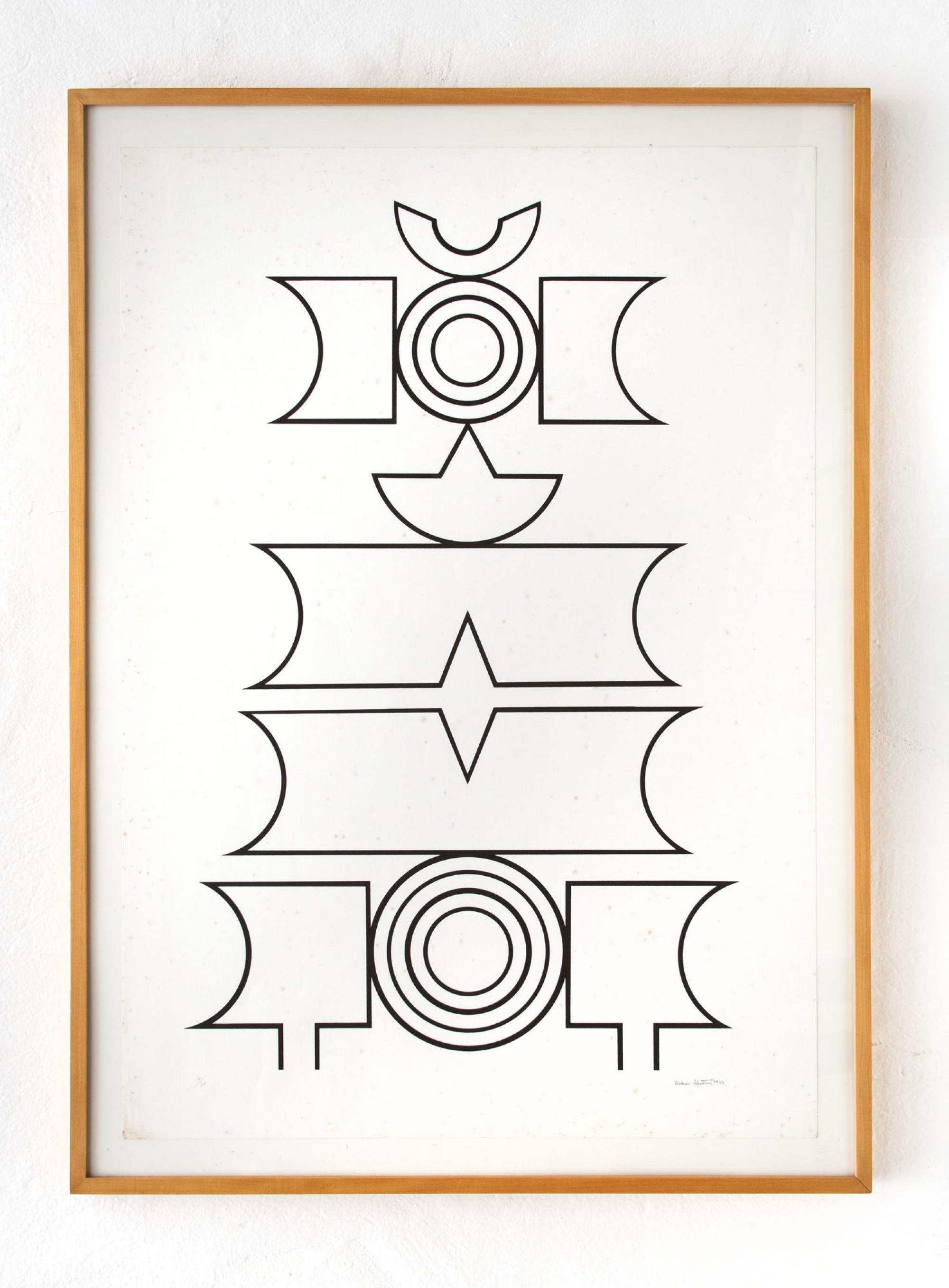 Rubem Valentim - LOTE BENEFICENTE - Sem título, 1989, assinada canto inferior direito, Edição 10/30 no canto inferior esquerdo, 100 x 30 cm