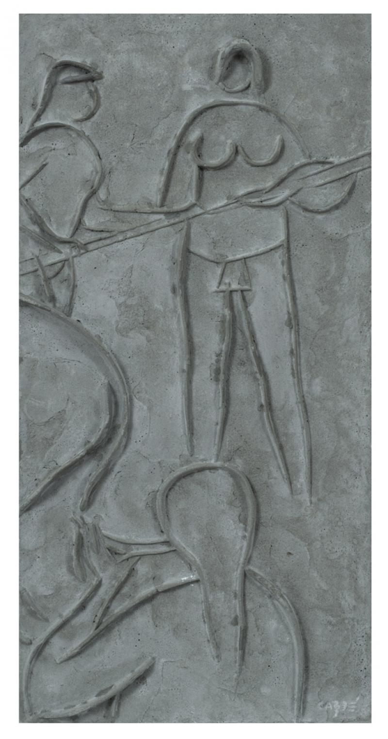 Carybé - Sem título, s.d., placa em cimento, 100 x 50 x 6 cm