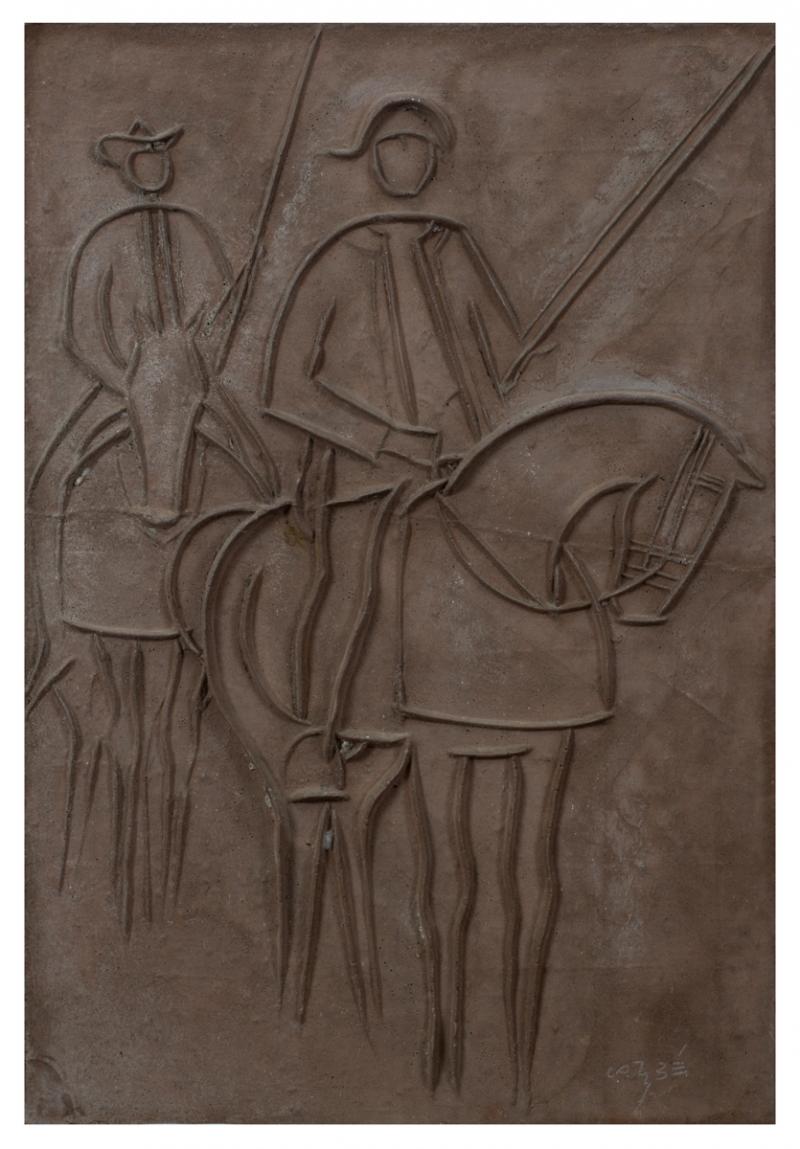 Carybé - Sem título, s.d., placa em cimento, 100 x 70 x 3 cm