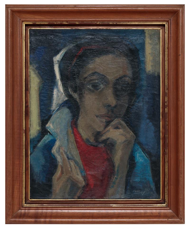 Frank Schaeffer - Retrato de Maria Leontina, 1955, óleo sobre tela, 52 x 40 cm