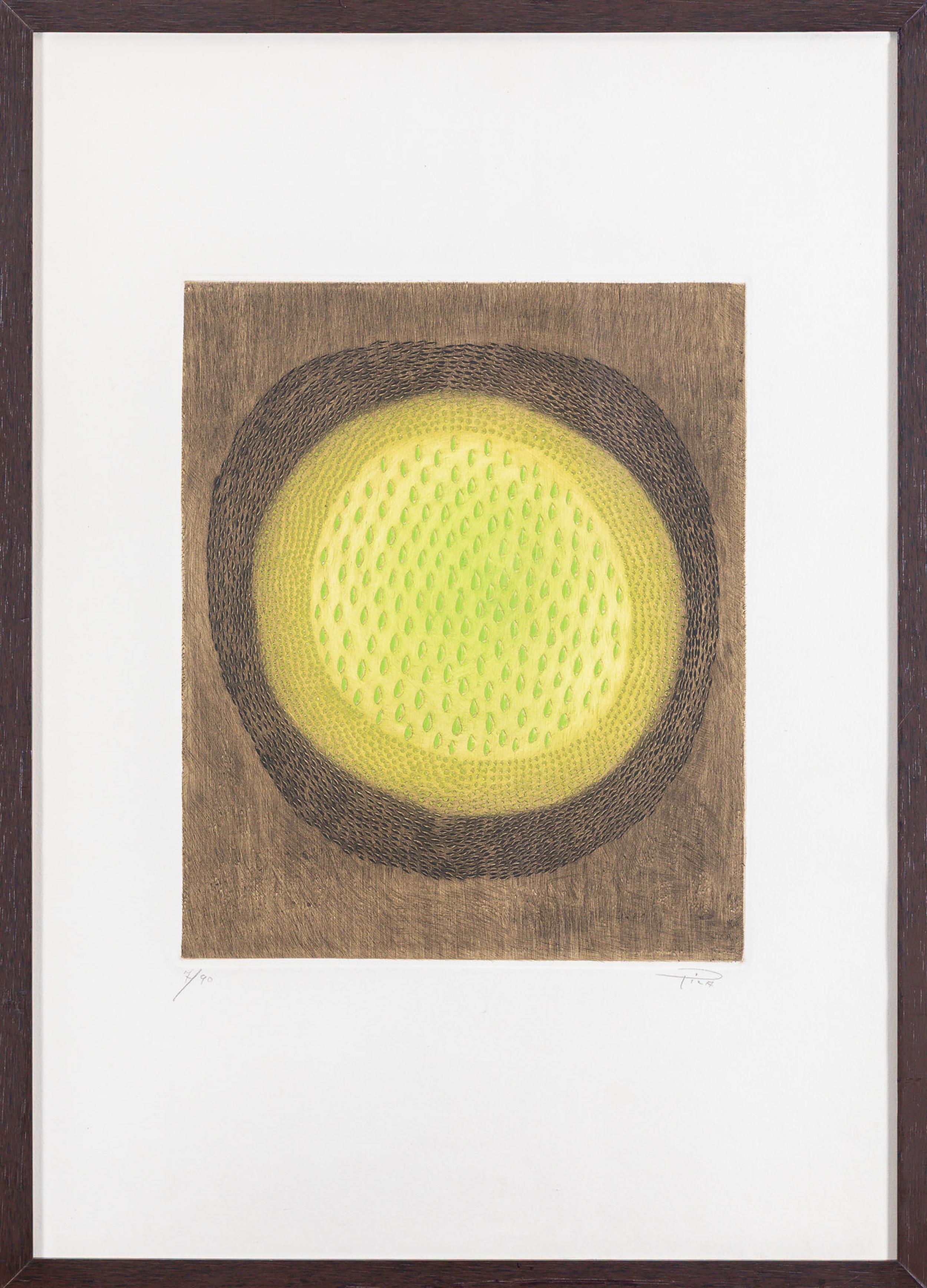 Arthur Luiz Piza - Sem título, s.d., 7/90, goiva, ponta-seca e cores sobre papel, 63 x 45 cm