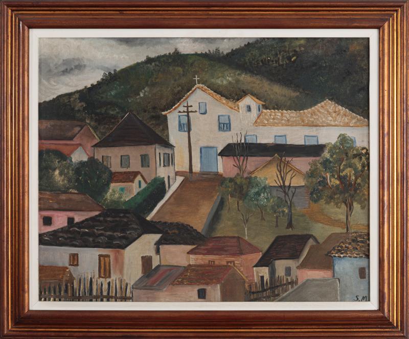 Sérgio Milliet - São Luis do Paraitinga déc. 1940 óleo sobre tela 40 x 50 cm