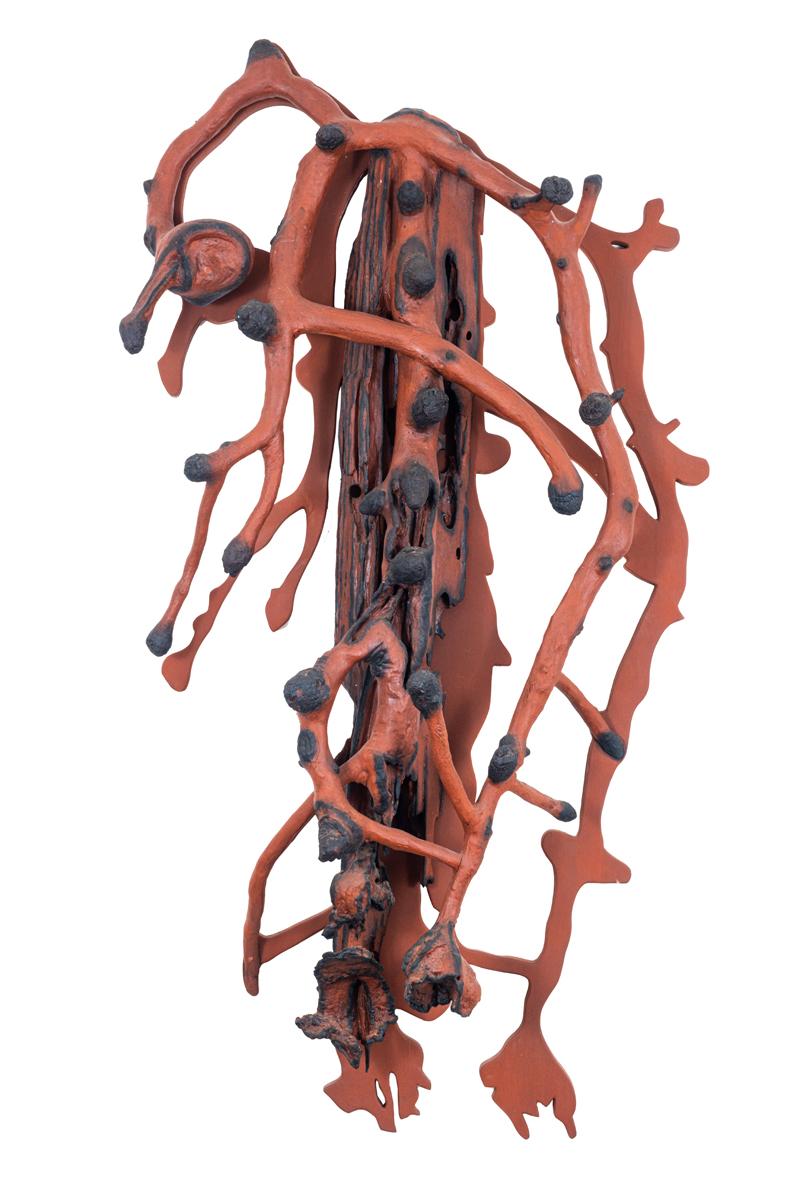 Frans Krajcberg - Sombra, déc. 90, madeira policromada, 177 x 94 x 38 cm
