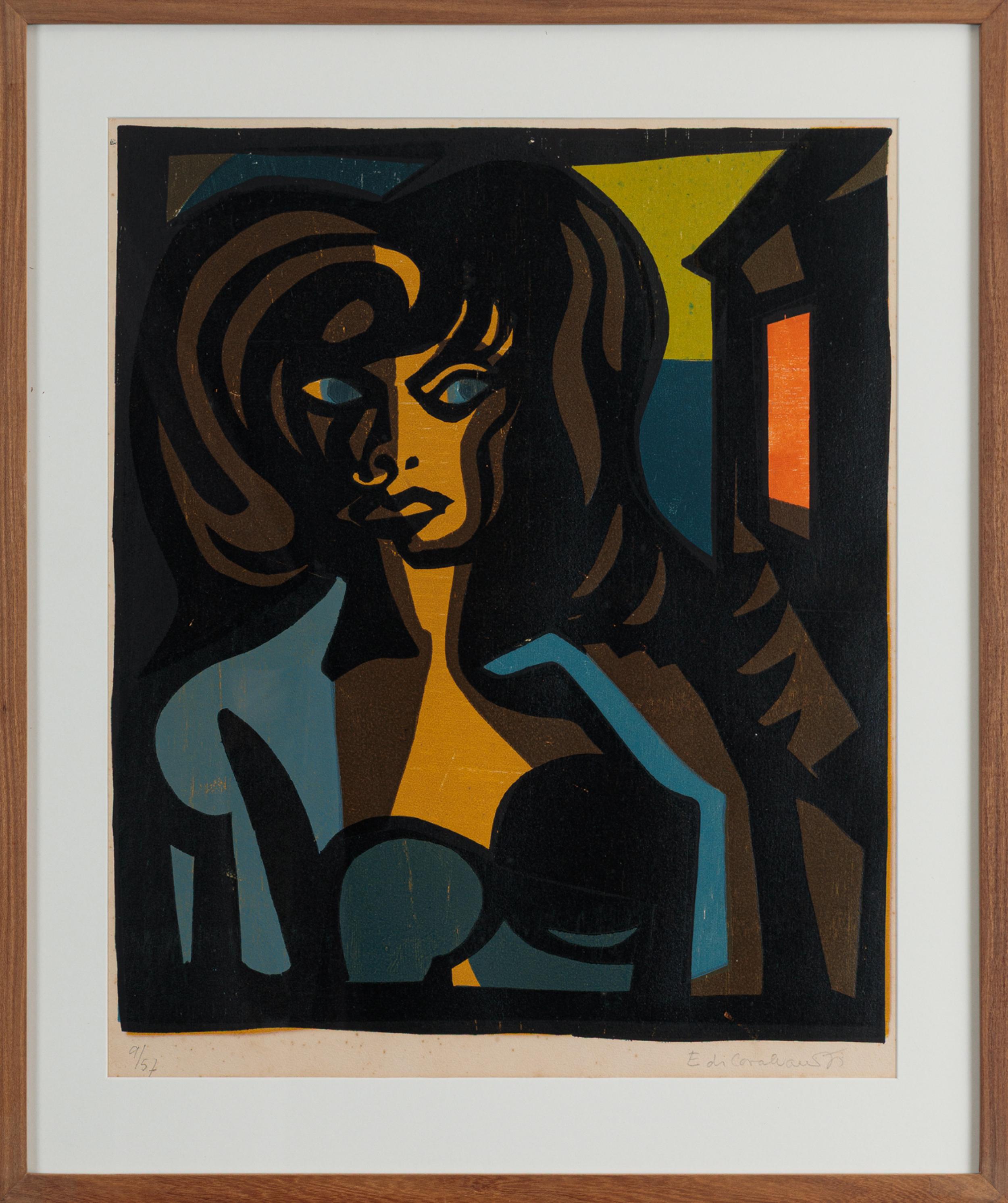 Emiliano Di Cavalcanti - Figuras Feminina, s.d., 9/57, xilogravura sobre papel, 50 x 41 cm