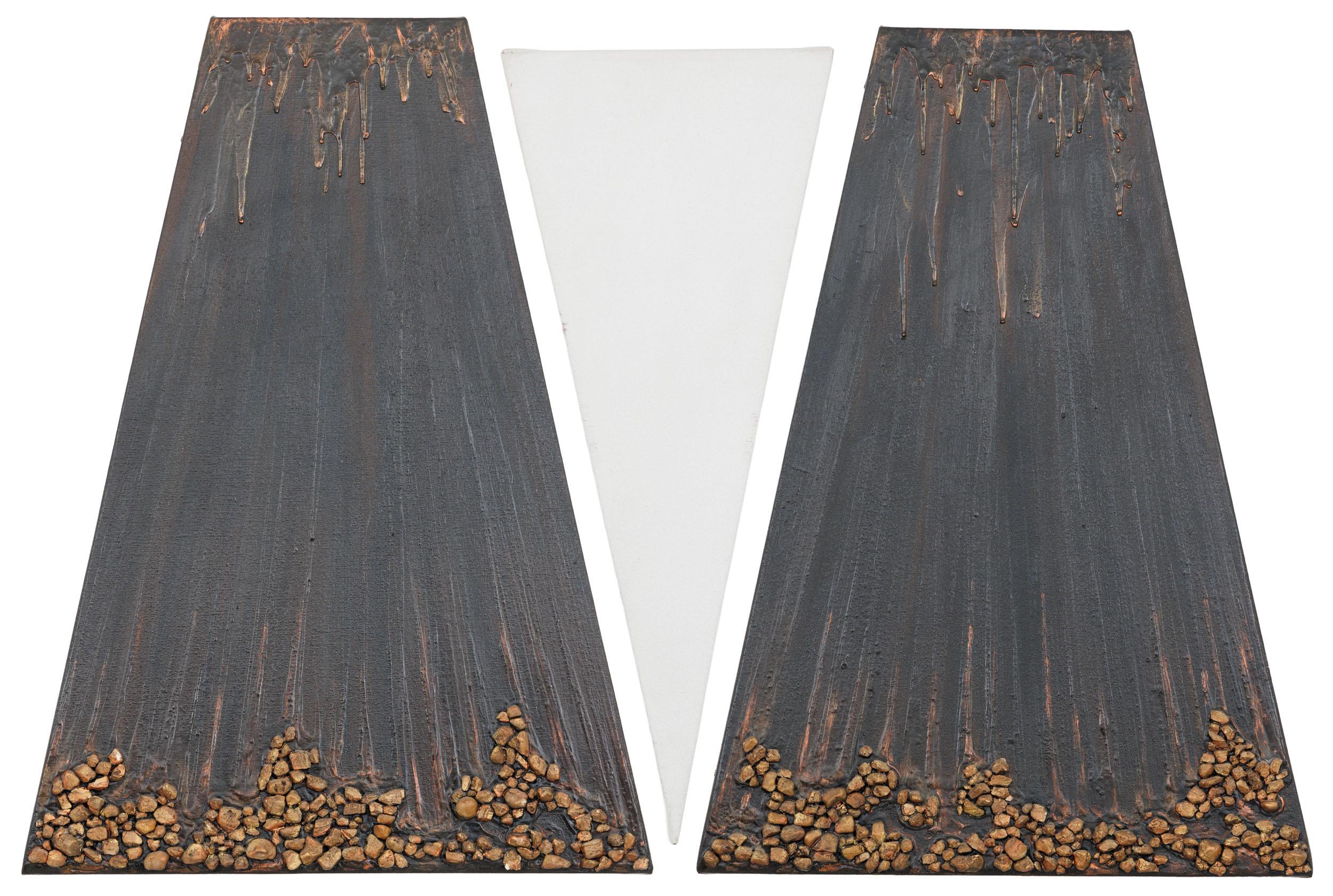 Christina Schlerder - Talvez ele Volte! (Tríptico), 1998, acrílica sobre tela, 84 x 60 cm (duas peças), 81 x 33 cm (uma peça)