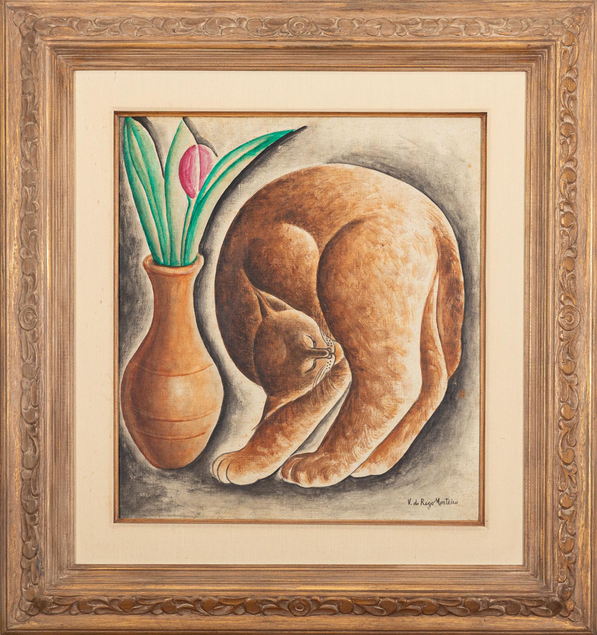 Vicente do Rego Monteiro - A Gata Catherine, déc. 1960, óleo sobre tela, 56 x 50 cm