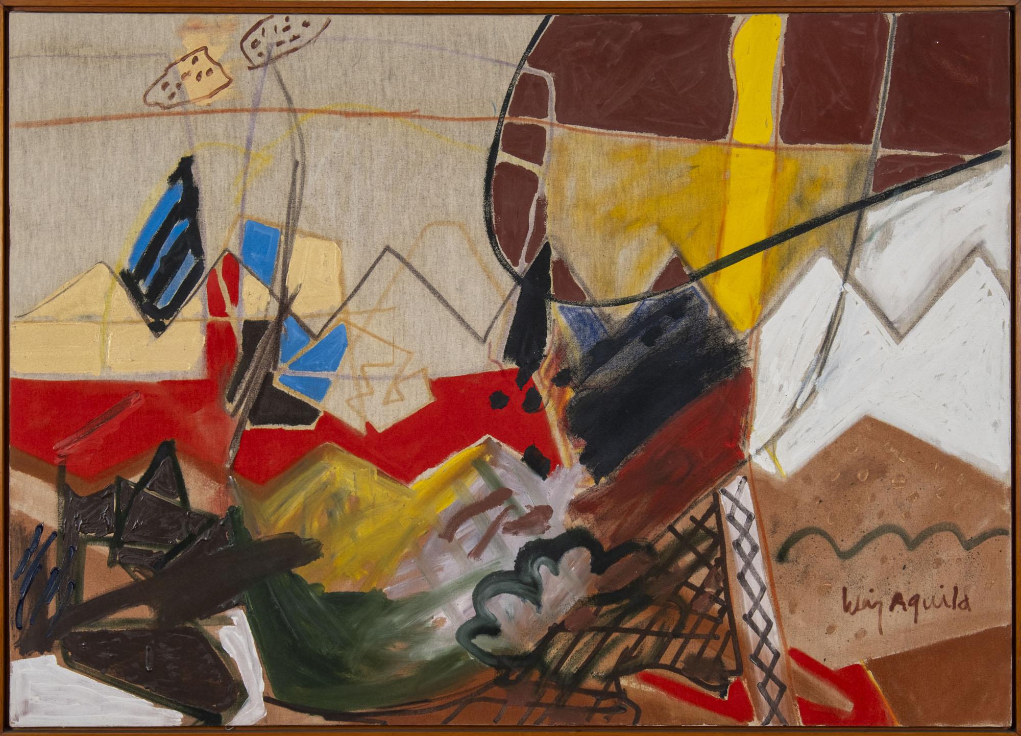 Luiz Aquila - Pintura no cais, 1990, acrílica sobre tela, 103 x 144 cm