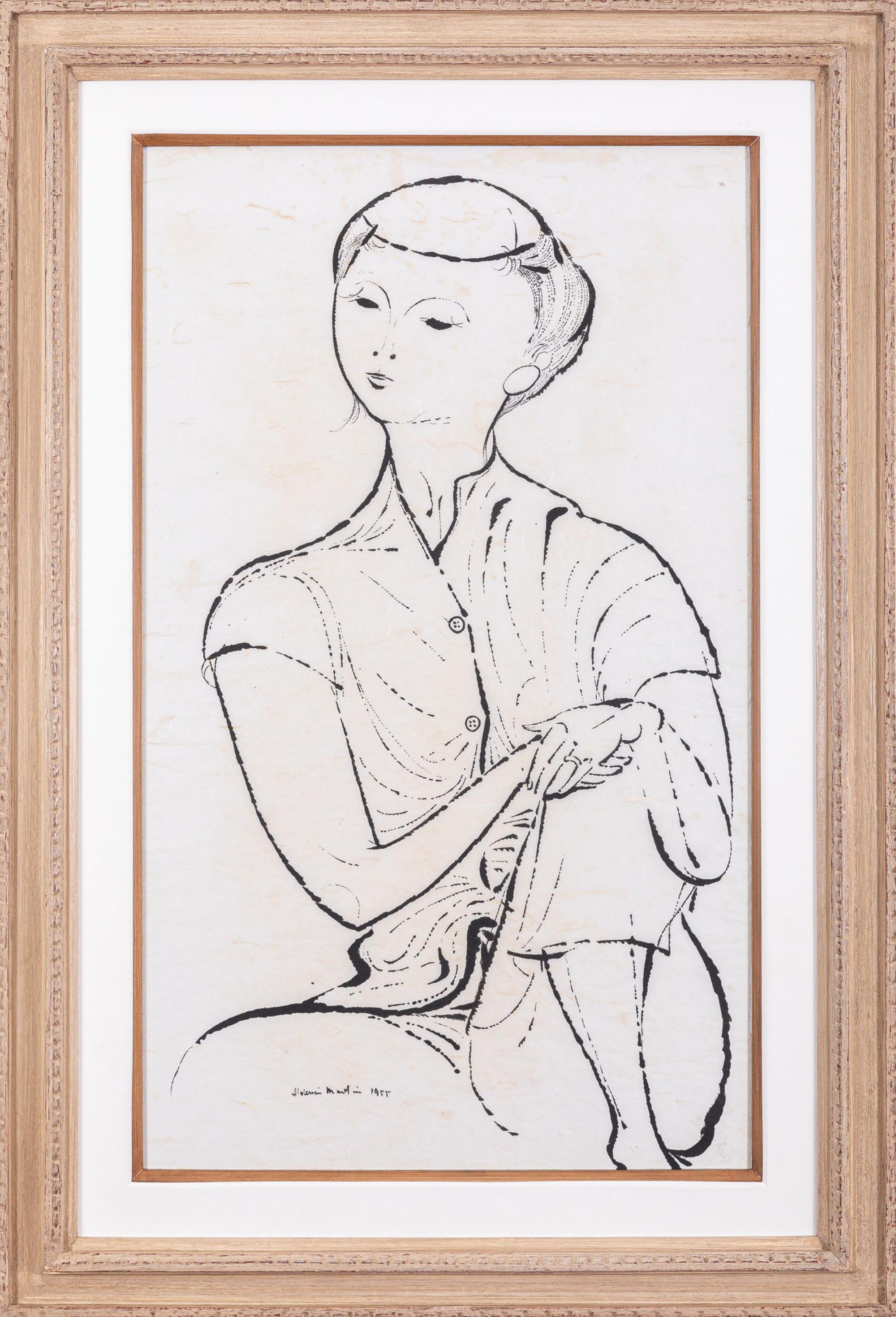 Aldemir Martins - Figura Feminina, 1955, nanquim sobre papel natural, 95 x 56 cm
