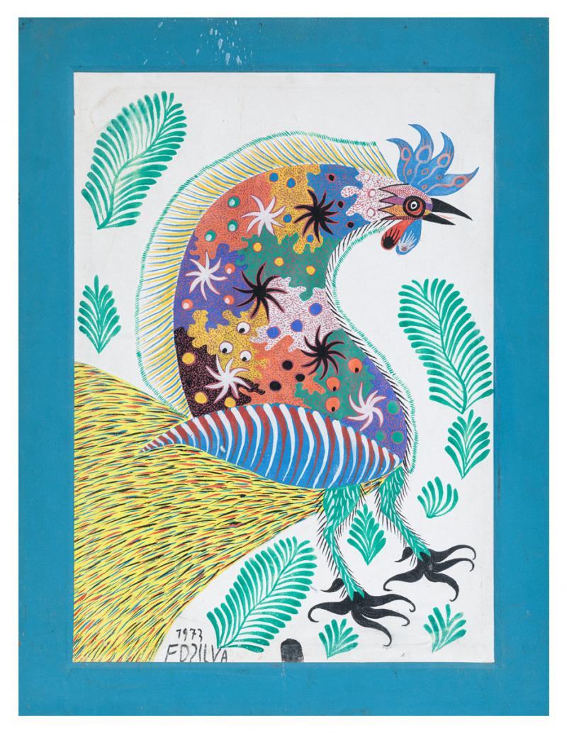 Chico da Silva - Galo, 1973, guache sobre tela, 70 x 50 cm