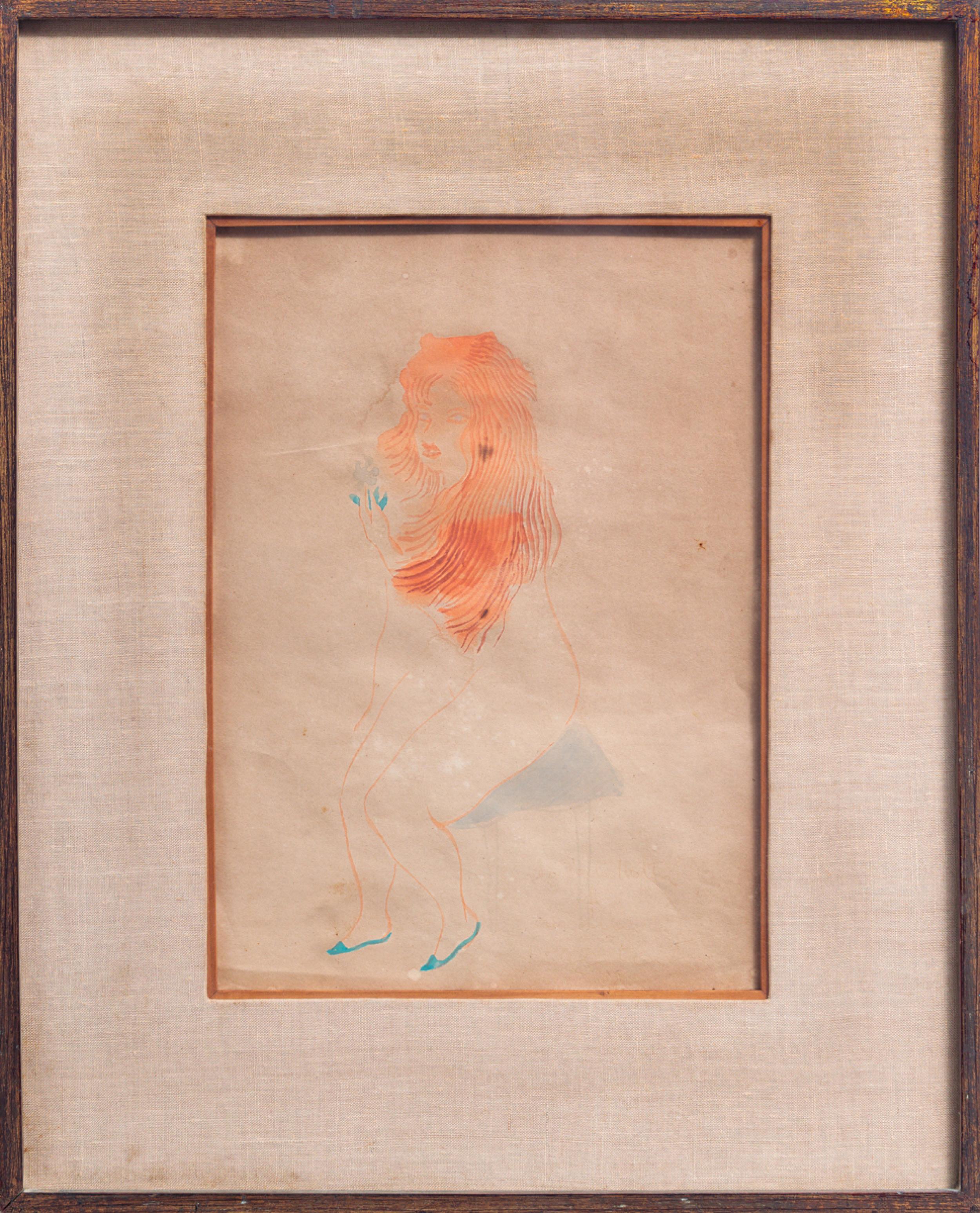 Emiliano Di Cavalcanti - Figura feminina, 1969, desenho à caneta hidrocor sobre papel, 30 x 21 cm
