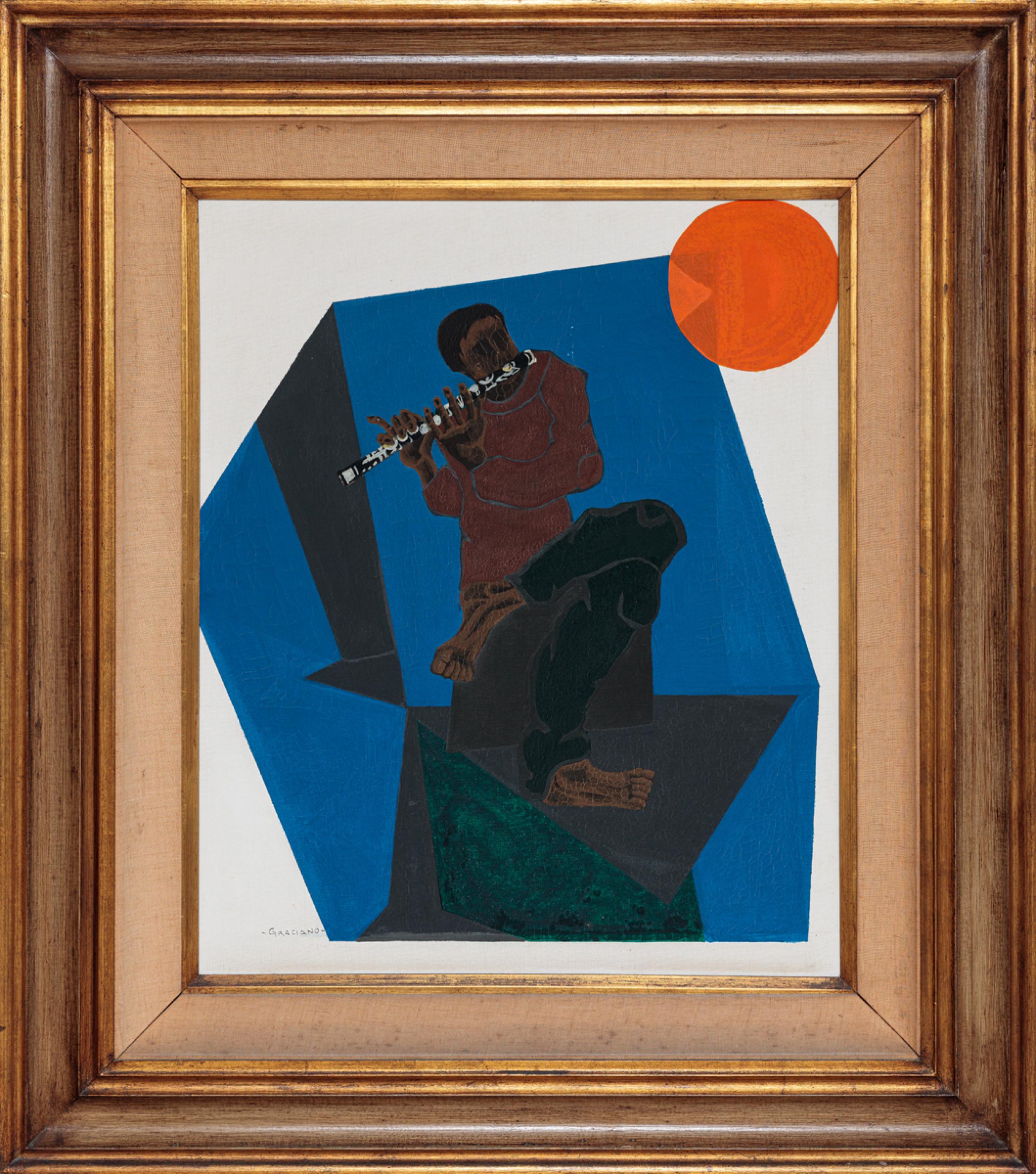Clovis Graciano - Flautista, 1983, óleo sobre tela, 66 x 54 cm