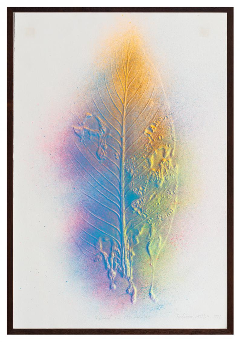 Tetsumi Kudo - Fossil in Hiroshima, 1976, relevo e spray sobre papel, 60 x 40 cm