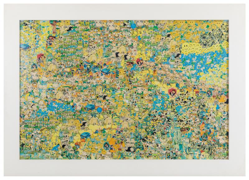Nelson Leirner - Figurativismo abstrato, 2001, adesivos sobre madeira, 125 x 175 cm