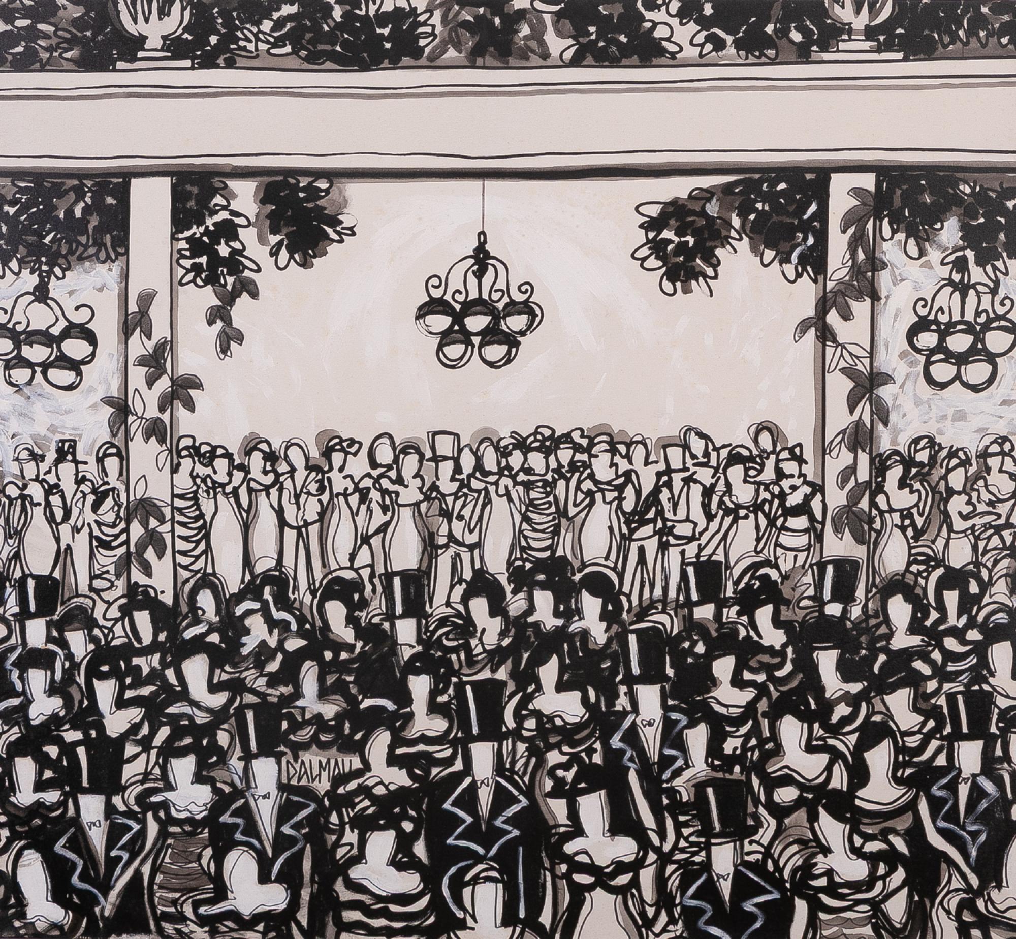 Dalmau - Vernissage, s.d., acrílica sobre tela, 110 x 120 cm