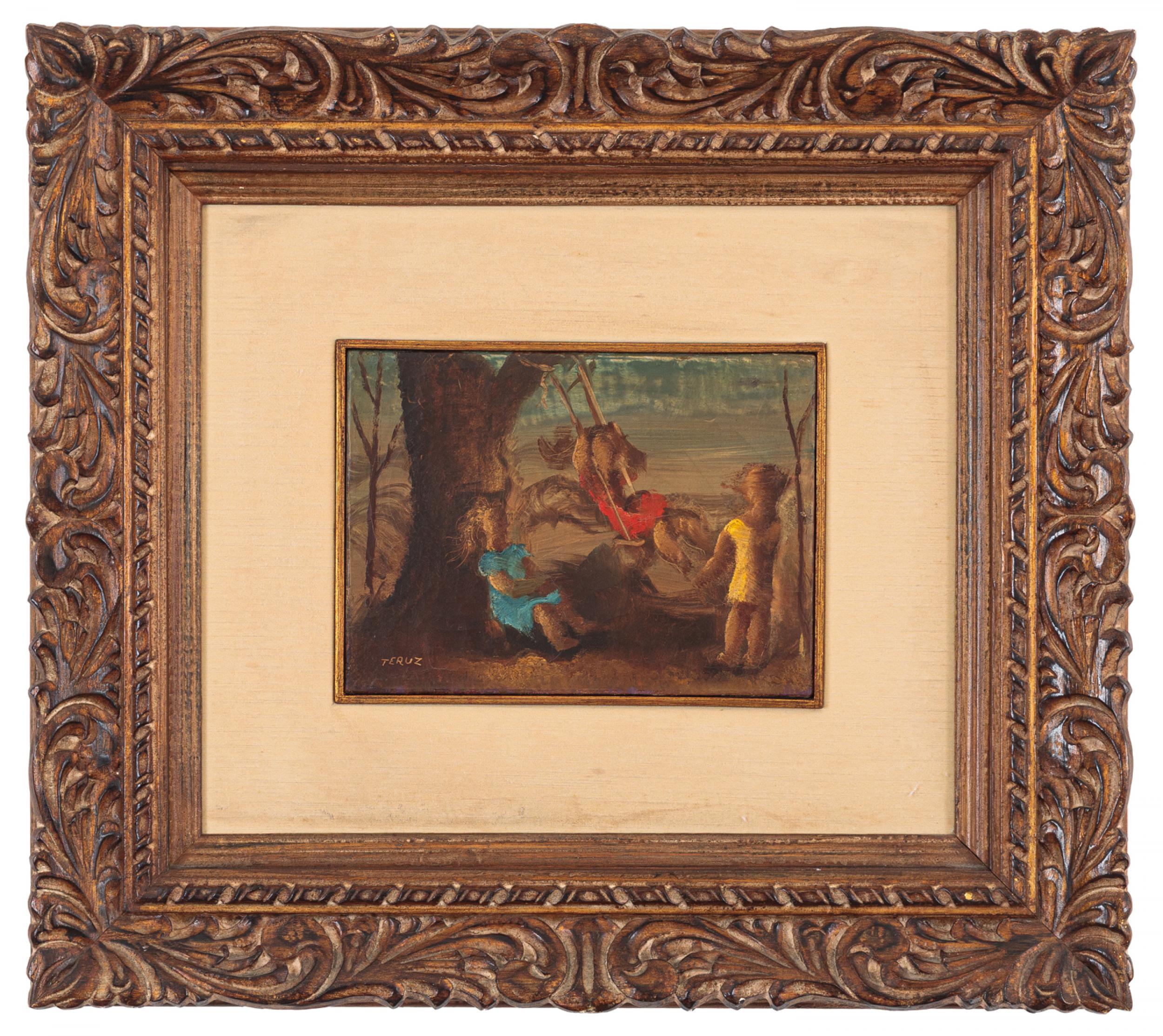 Orlando Teruz - Meninas no Balanço, 1969, óleo sobre tela, 16 x 22 cm