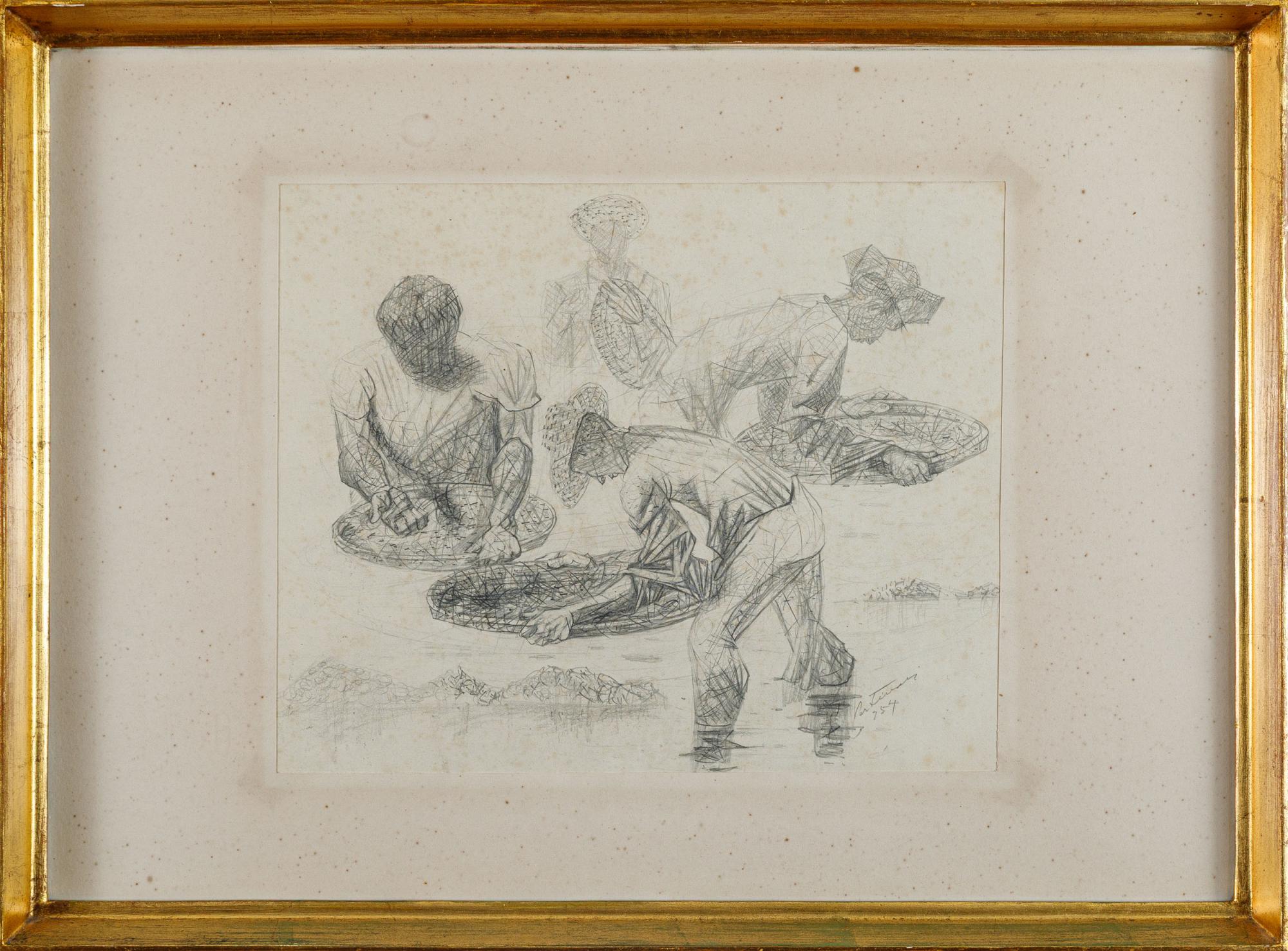 Candido Portinari - Garimpeiros, 1954, grafite sobre papel, 32 x 38 cm