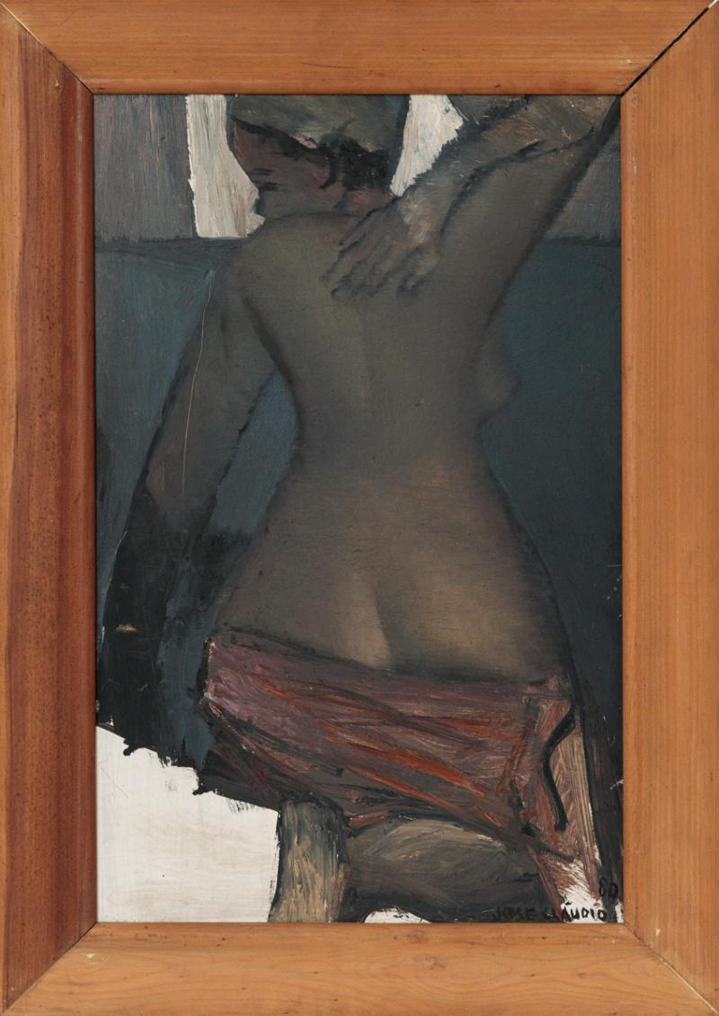José Claudio - Nu feminino de costas, 1980, óleo sobre placa, 60 x 40 cm